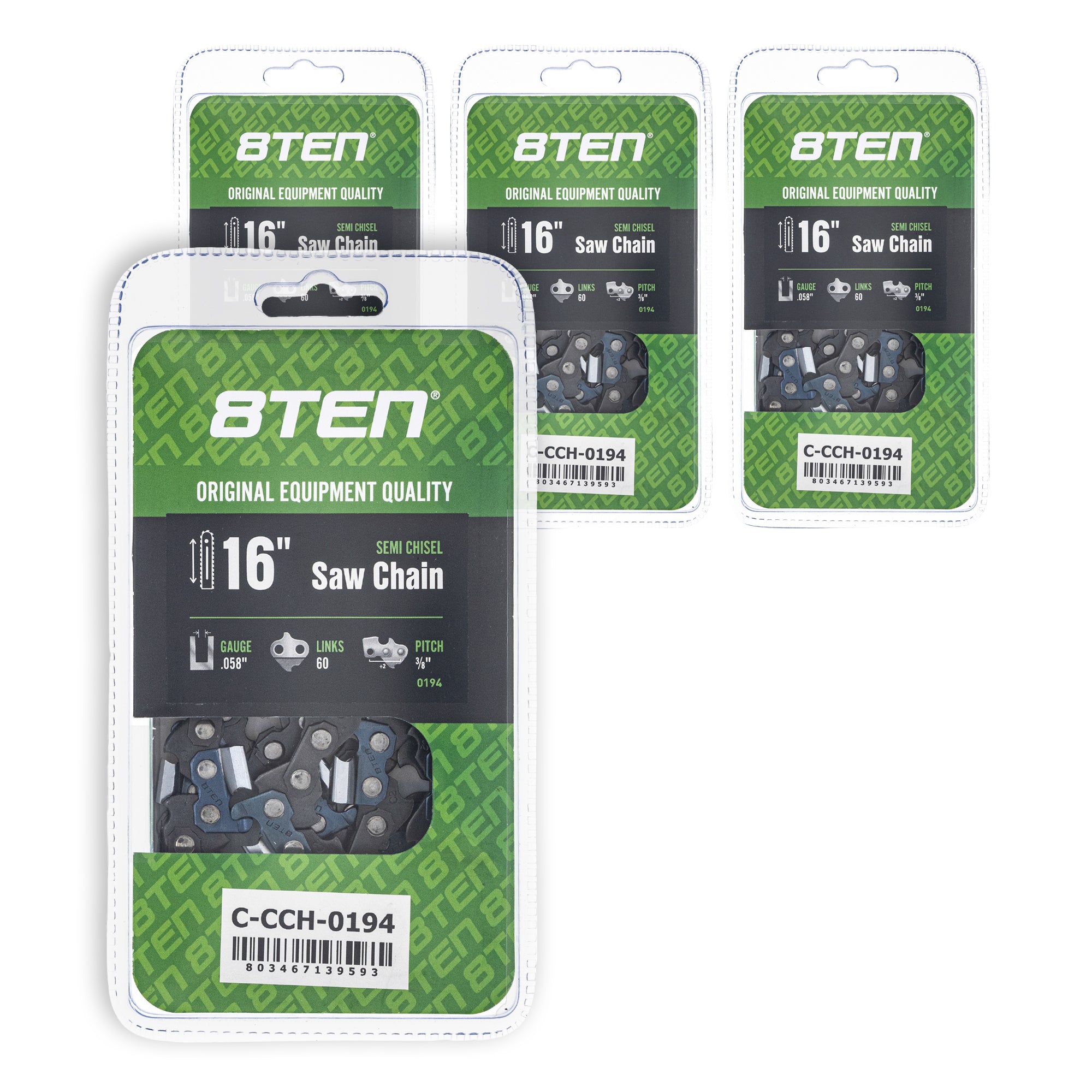 Chainsaw Chain 16 Inch .058 3/8 60DL 4-Pack for zOTHER Oregon Husqvarna Poulan Craftsman 8TEN 810-CCC2316H