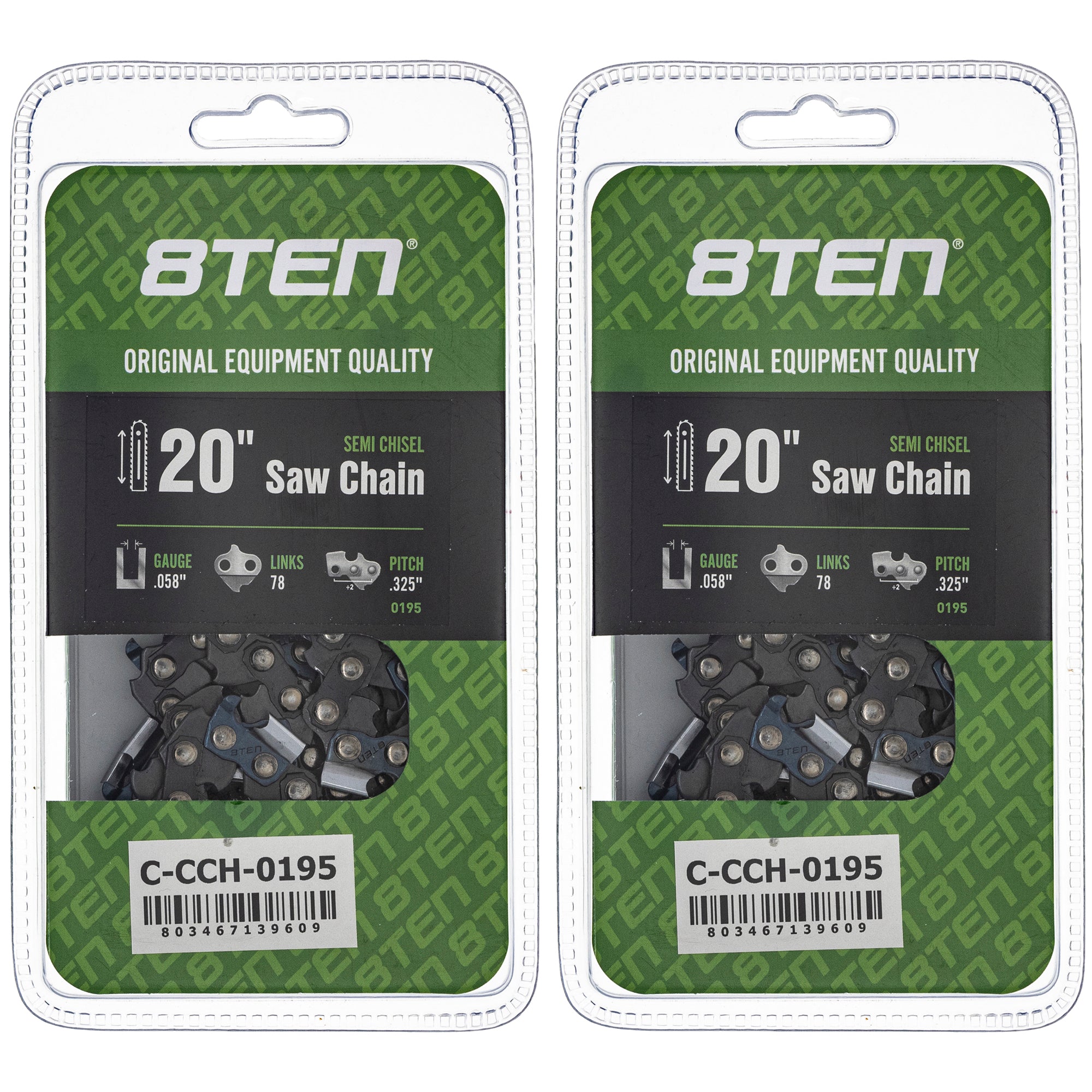 Chainsaw Chain 20 Inch .058 .325 78DL 2-Pack for zOTHER Oregon PS 8TEN 810-CCC2317H