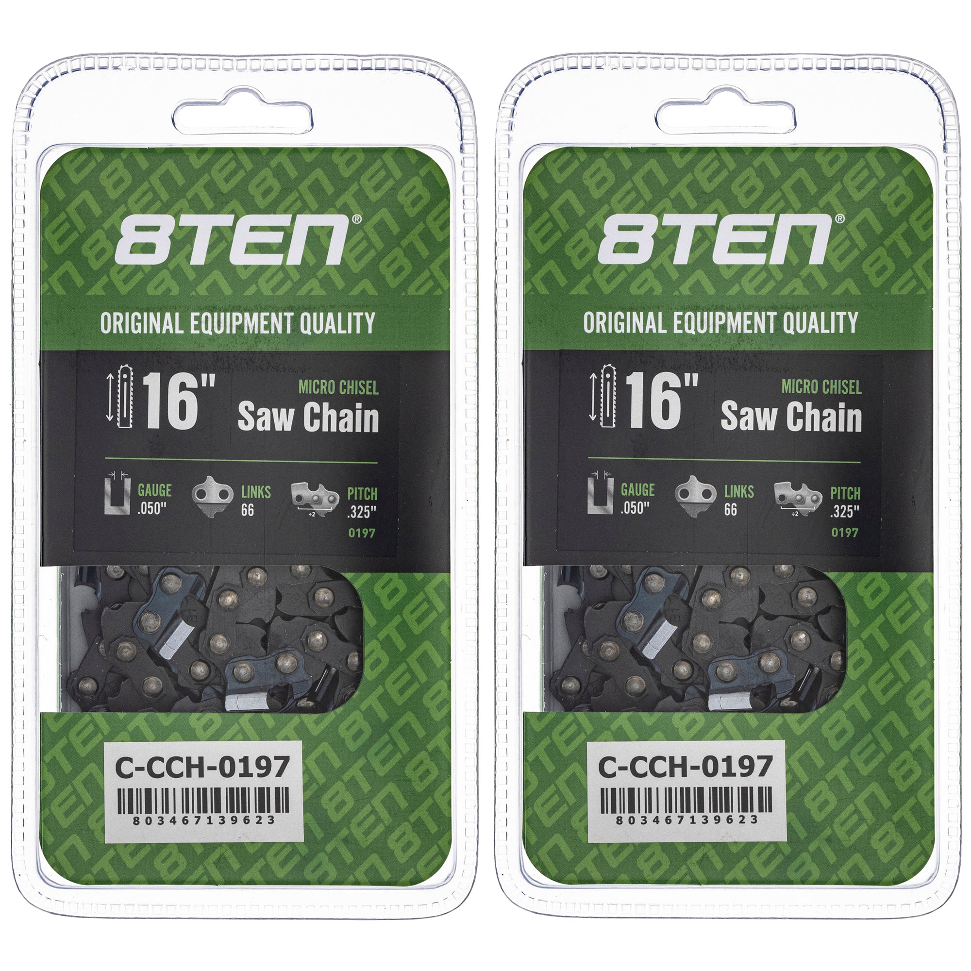 Chainsaw Chain 16 Inch .050 .325 66DL 2-Pack for zOTHER Stens Oregon Ref. Oregon Echo 8TEN 810-CCC2319H