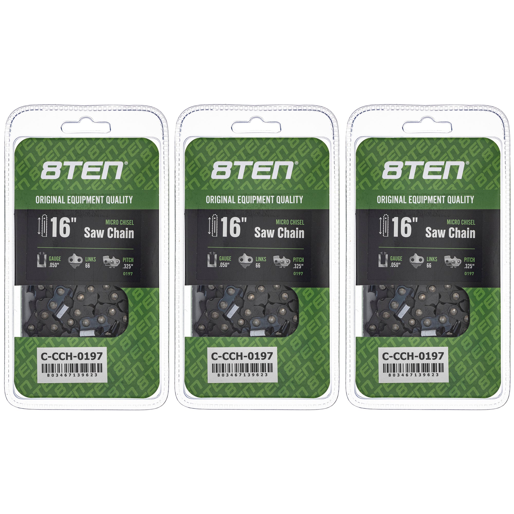 Chainsaw Chain 16 Inch .050 .325 66DL 3-Pack for zOTHER Stens Oregon Ref. Oregon Echo 8TEN 810-CCC2319H