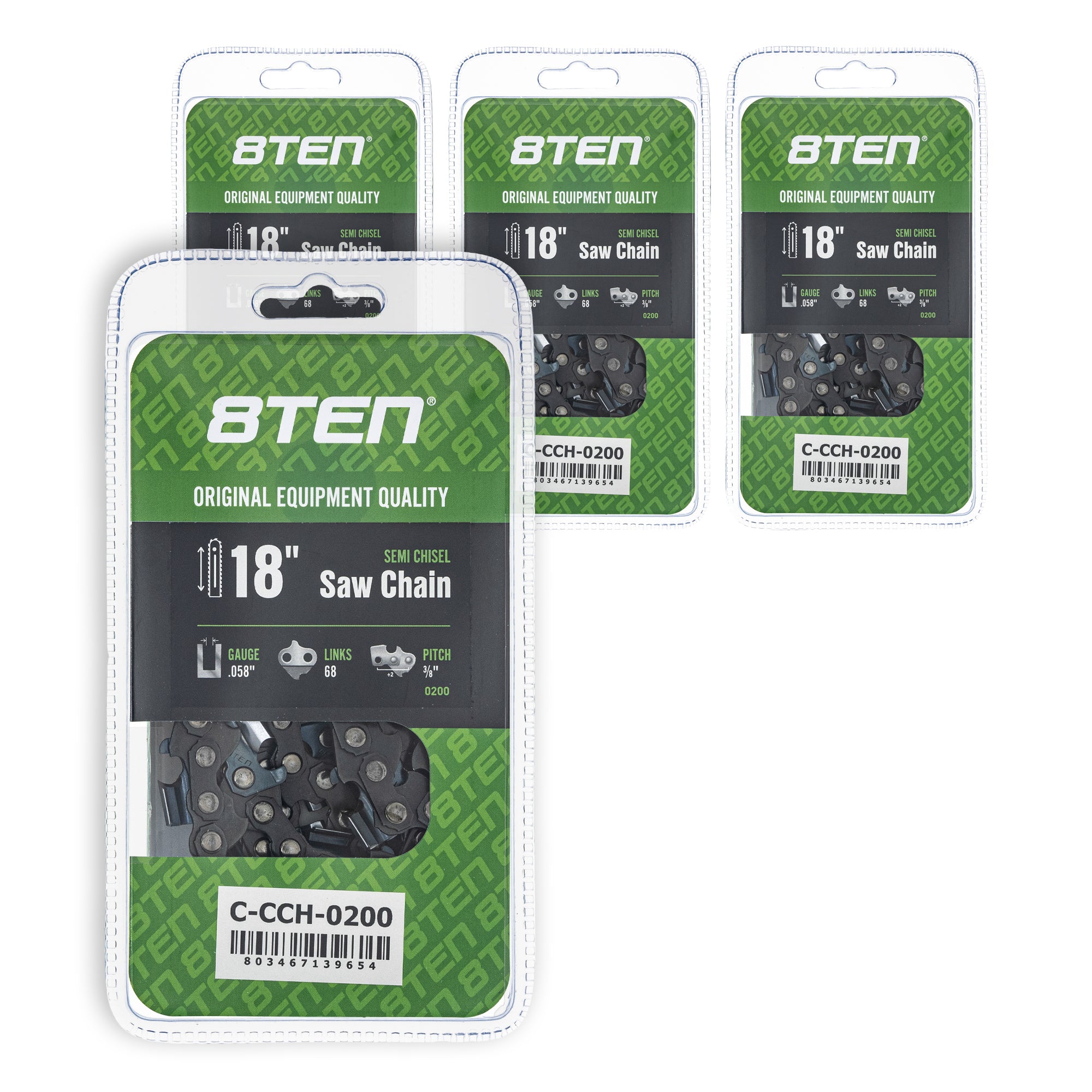 Chainsaw Chain 18 Inch .058 3/8 68DL 4-Pack for zOTHER Oregon Husqvarna Poulan Craftsman 8TEN 810-CCC2422H