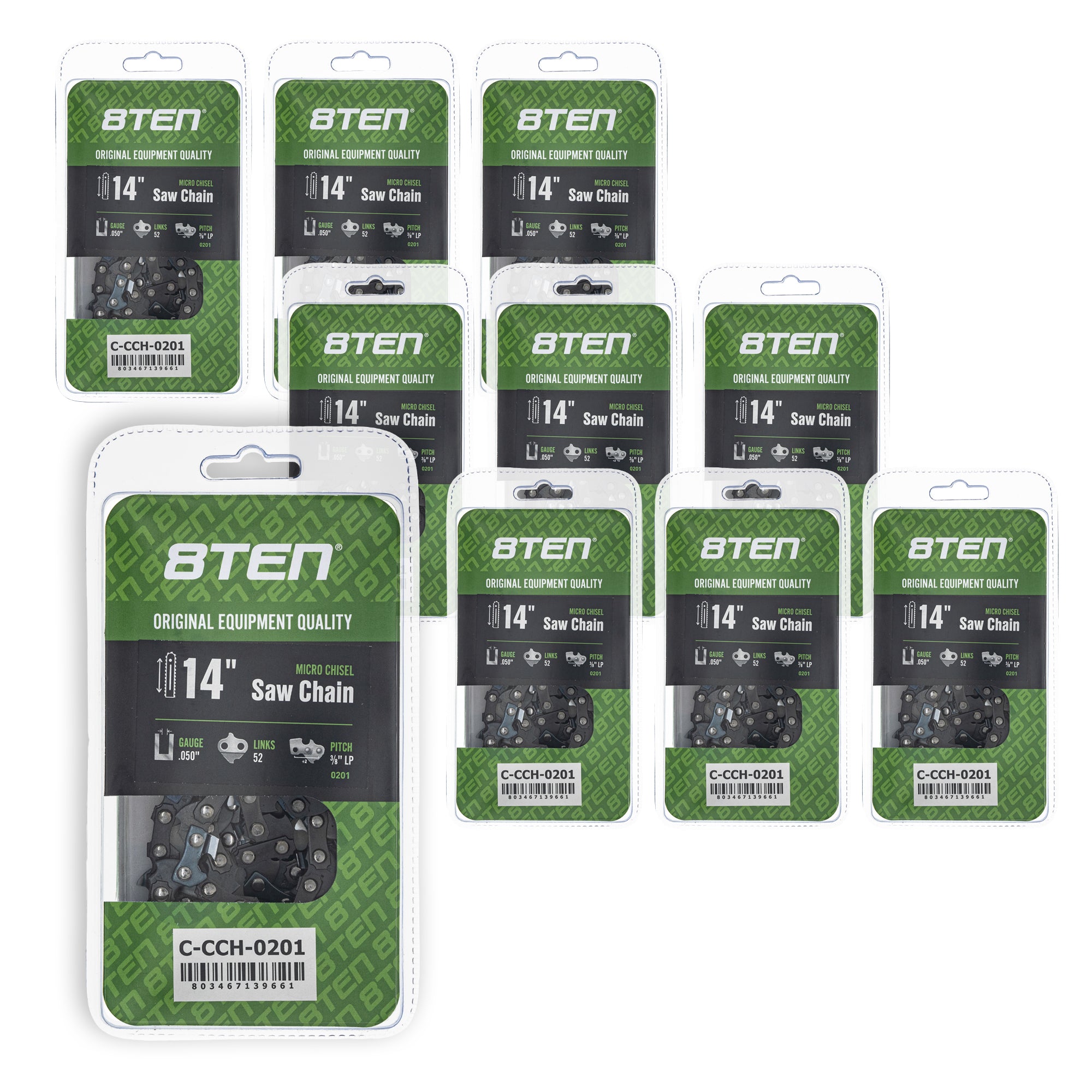 Chainsaw Chain 14 Inch .050 3/8 LP 52DL 10-Pack for zOTHER Stens Oregon Ref. Oregon 8TEN 810-CCC2423H