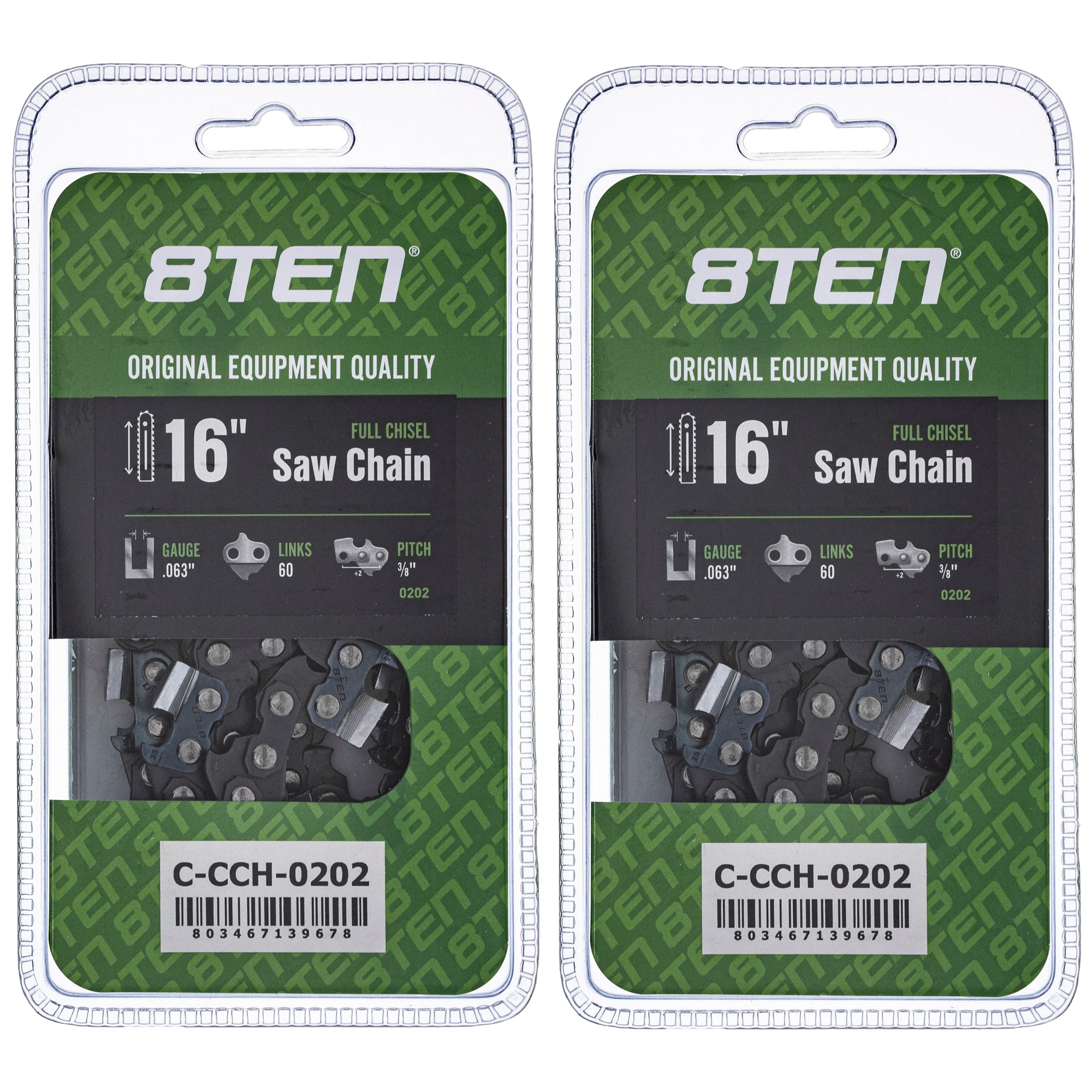 Chainsaw Chain 16 Inch .063 3/8 60DL 2-Pack for MSE MS E 066 8TEN 810-CCC2424H