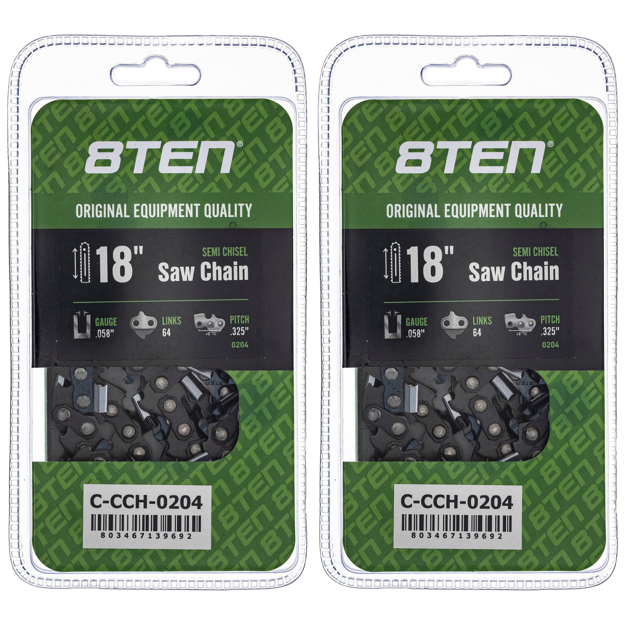 Chainsaw Chain 18 Inch .058 .325 64DL 2-Pack for zOTHER Oregon PS 8TEN 810-CCC2426H
