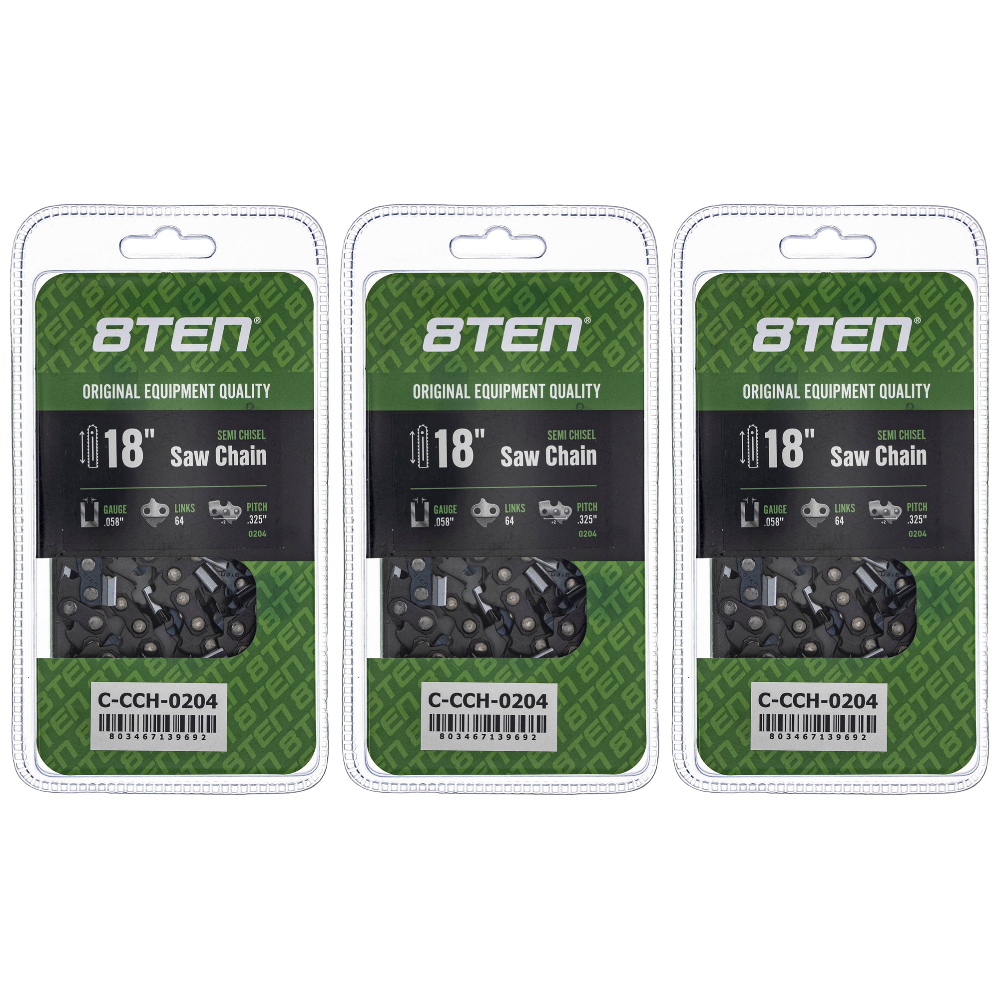 Chainsaw Chain 18 Inch .058 .325 64DL 3-Pack for zOTHER Oregon PS EA6101P53G EA6100PREG 8TEN 810-CCC2426H