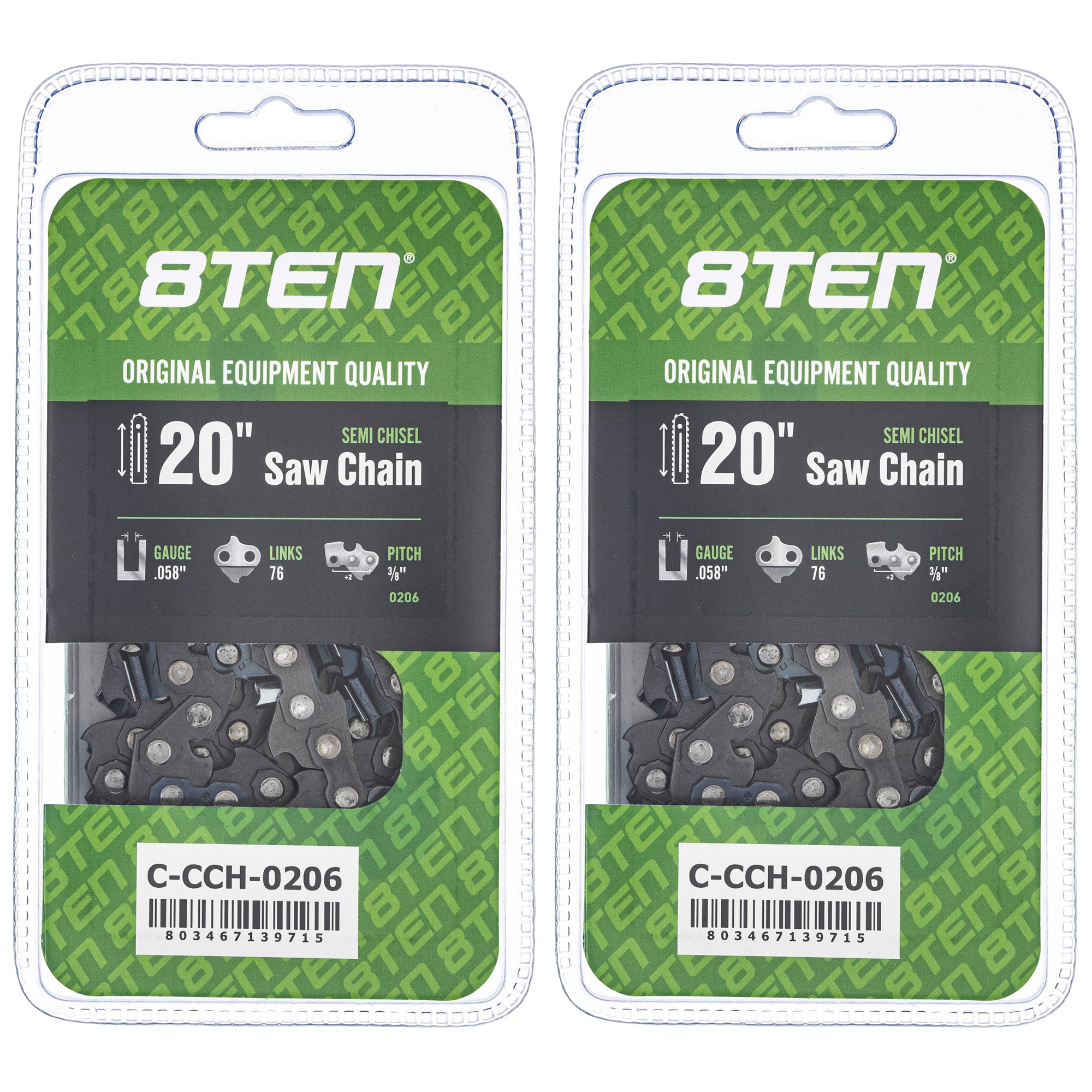 Chainsaw Chain 20 Inch .058 3/8 76DL 2-Pack for zOTHER Max 20 8TEN 810-CCC2428H