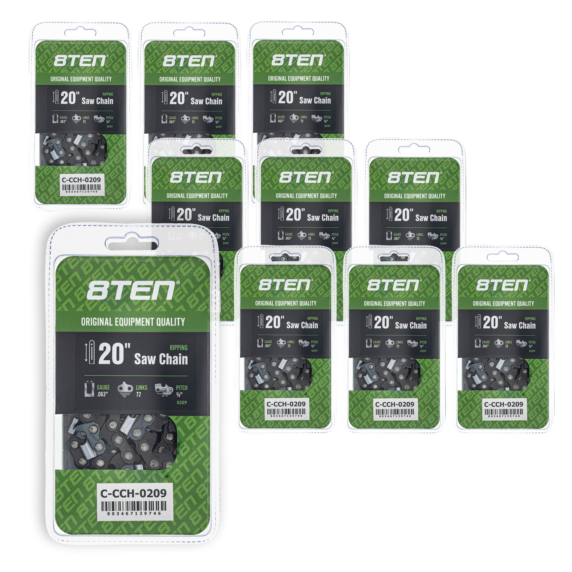 Chainsaw Chain 20 Inch .063 3/8 72DL 10-Pack for zOTHER Oregon MSE MS E 066 8TEN 810-CCC2421H