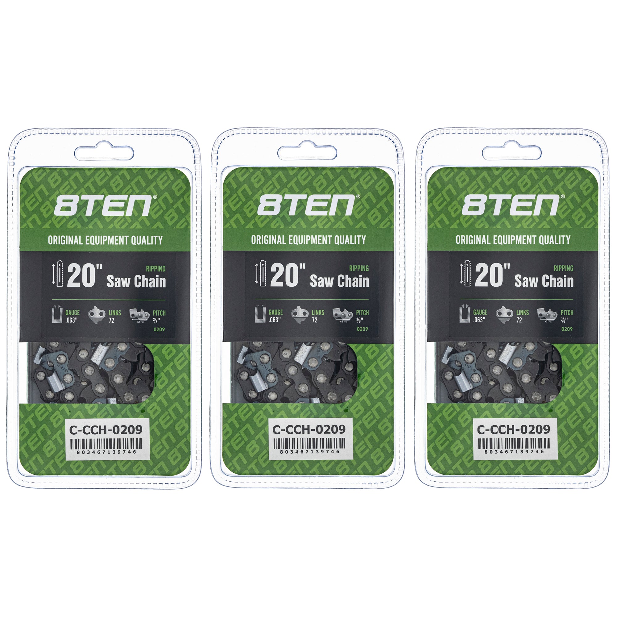 Chainsaw Chain 20 Inch .063 3/8 72DL 3-Pack for zOTHER Oregon MSE MS E 066 8TEN 810-CCC2421H