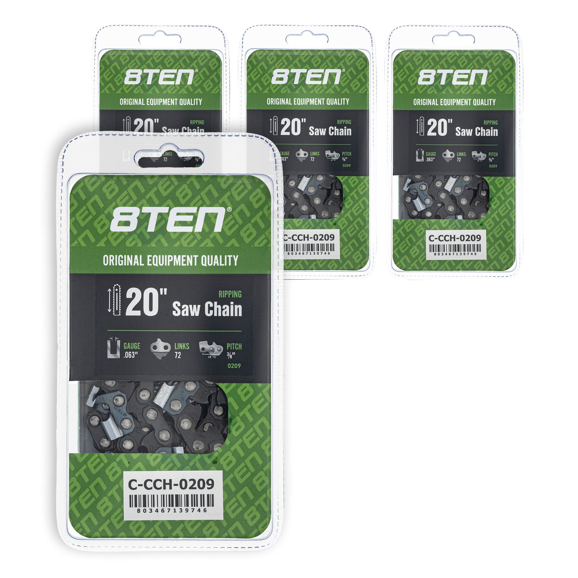 Chainsaw Chain 20 Inch .063 3/8 72DL 4-Pack for zOTHER Oregon PS 8TEN 810-CCC2421H