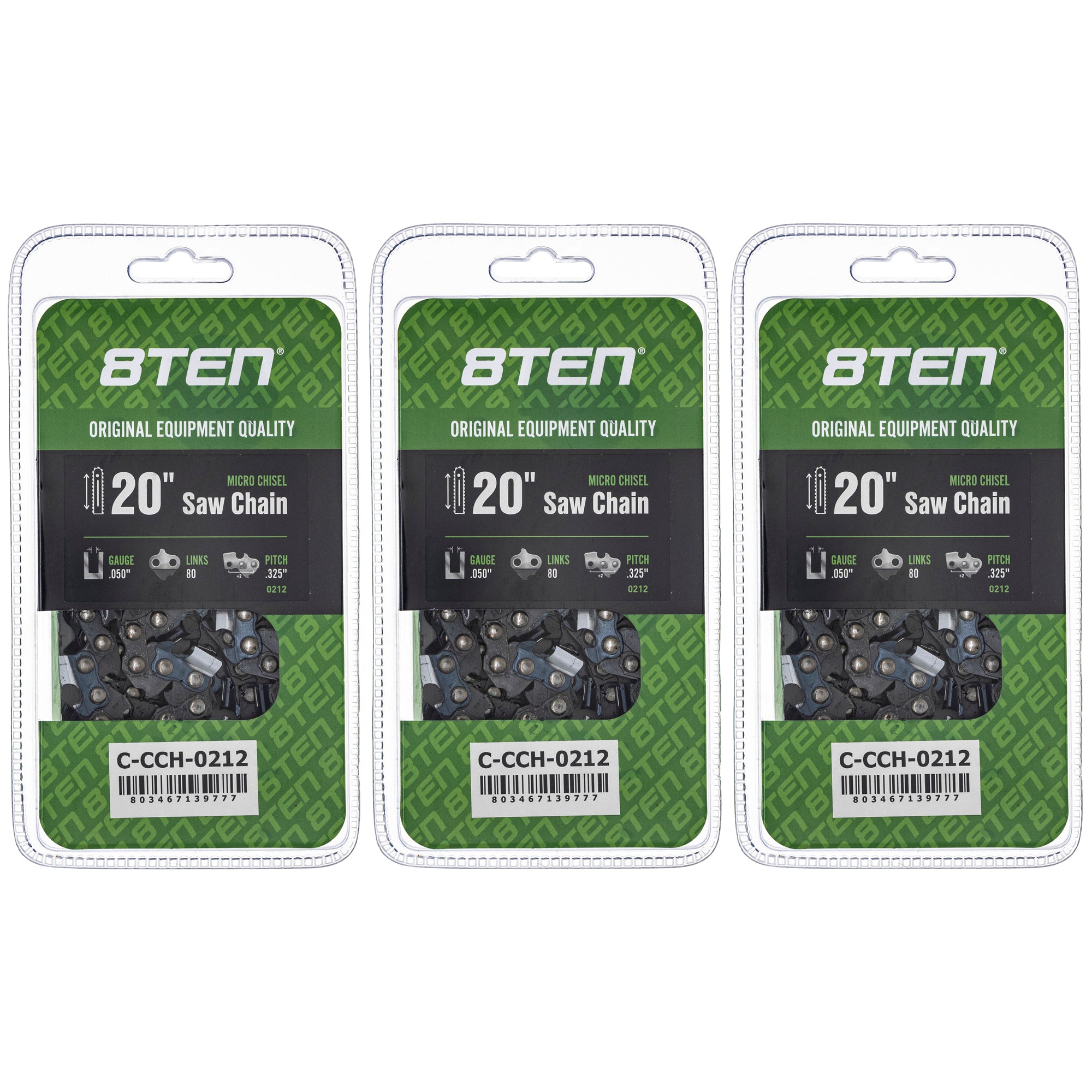 Chainsaw Chain 20 Inch .050 .325 80DL 3-Pack for zOTHER Oregon Echo Shindaiwa Bear Cat 8TEN 810-CCC2434H