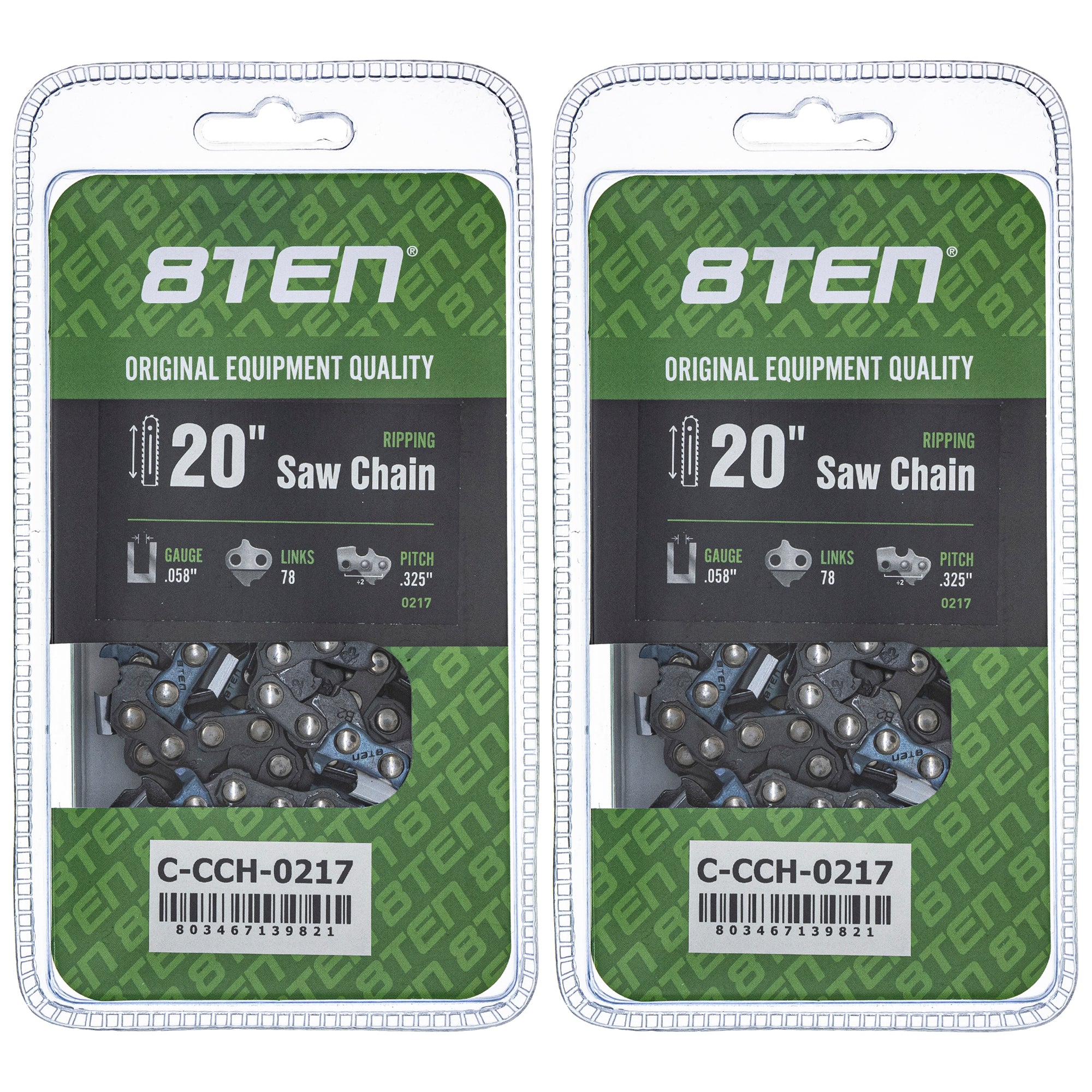 Chainsaw Chain 20 Inch .058.325 78DL 2-Pack for zOTHER Oregon PS EA6101P53G EA6100PREG 8TEN 810-CCC2439H