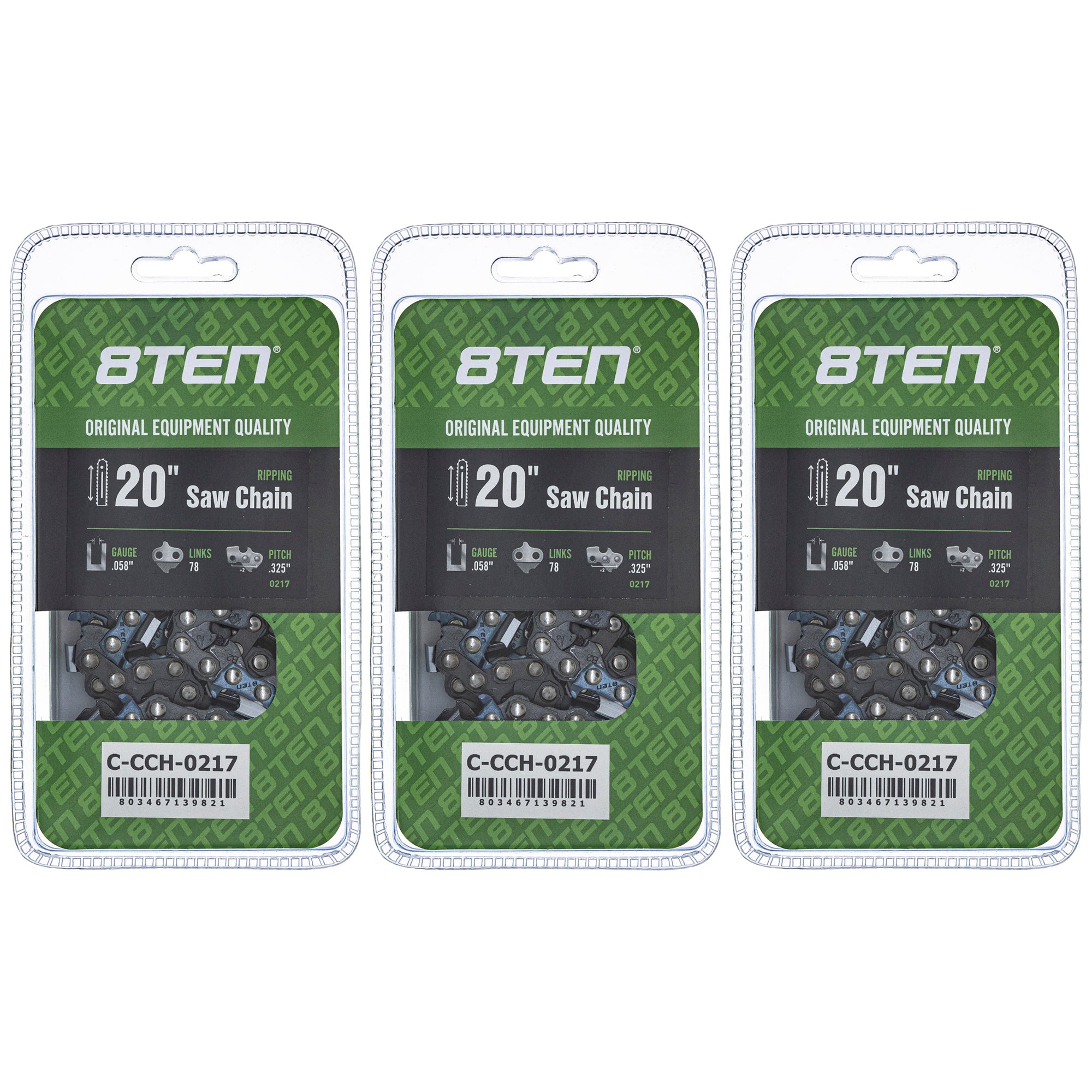 Chainsaw Chain 20 Inch .058.325 78DL 3-Pack for zOTHER Oregon PS EA6101P53G EA6100PREG 8TEN 810-CCC2439H