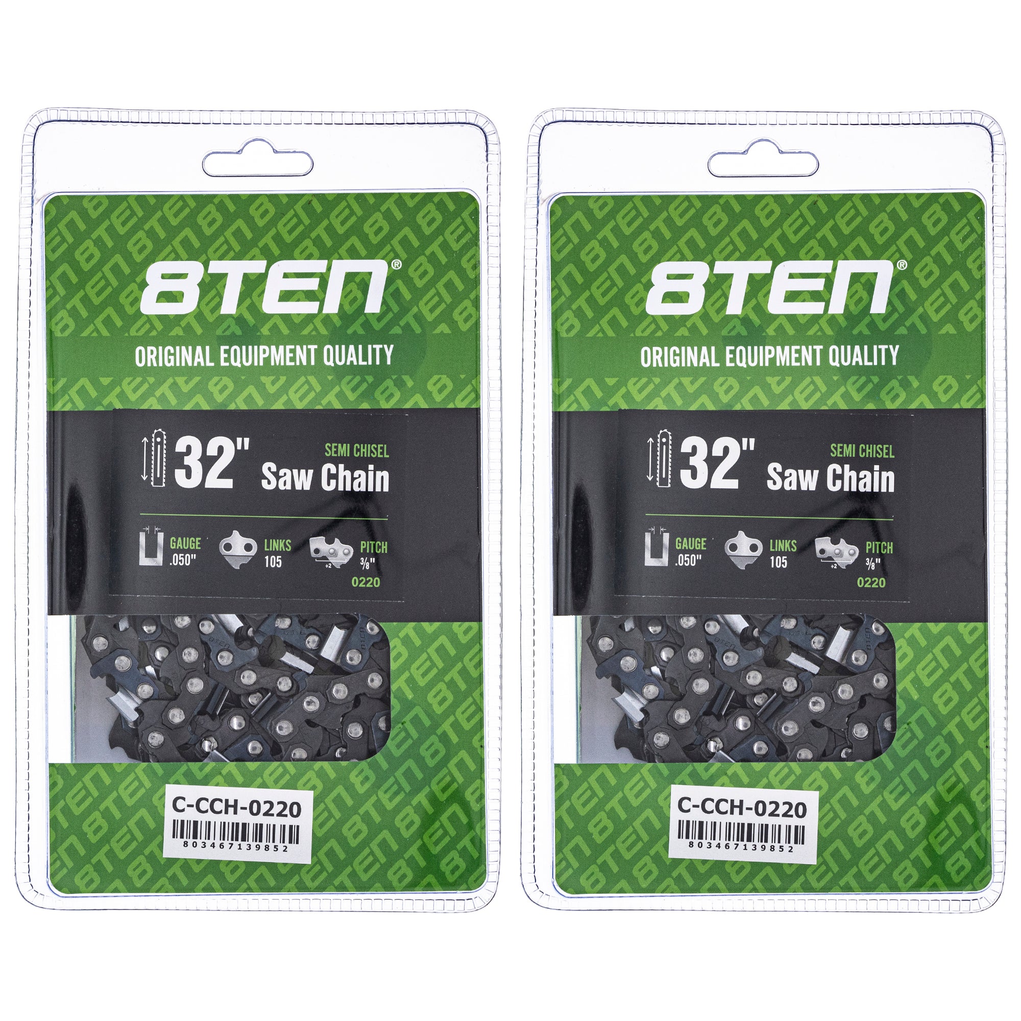 Chainsaw Chain 32 Inch .050 3/8 105DL 2-Pack for zOTHER Oregon Echo Shindaiwa Bear Cat PS 8TEN 810-CCC2442H