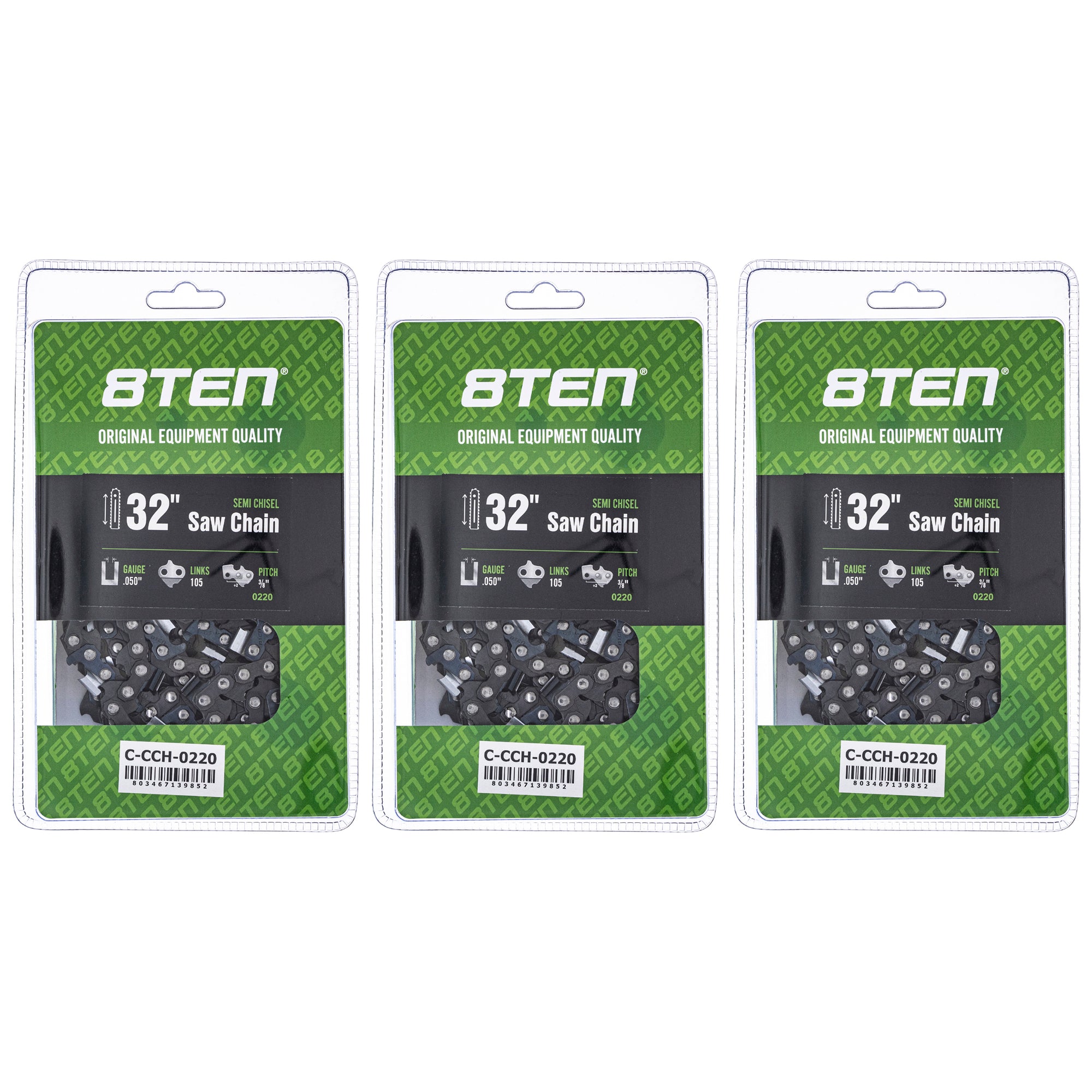 Chainsaw Chain 32 Inch .050 3/8 105DL 3-Pack for zOTHER Oregon Echo Shindaiwa Bear Cat PS 8TEN 810-CCC2442H