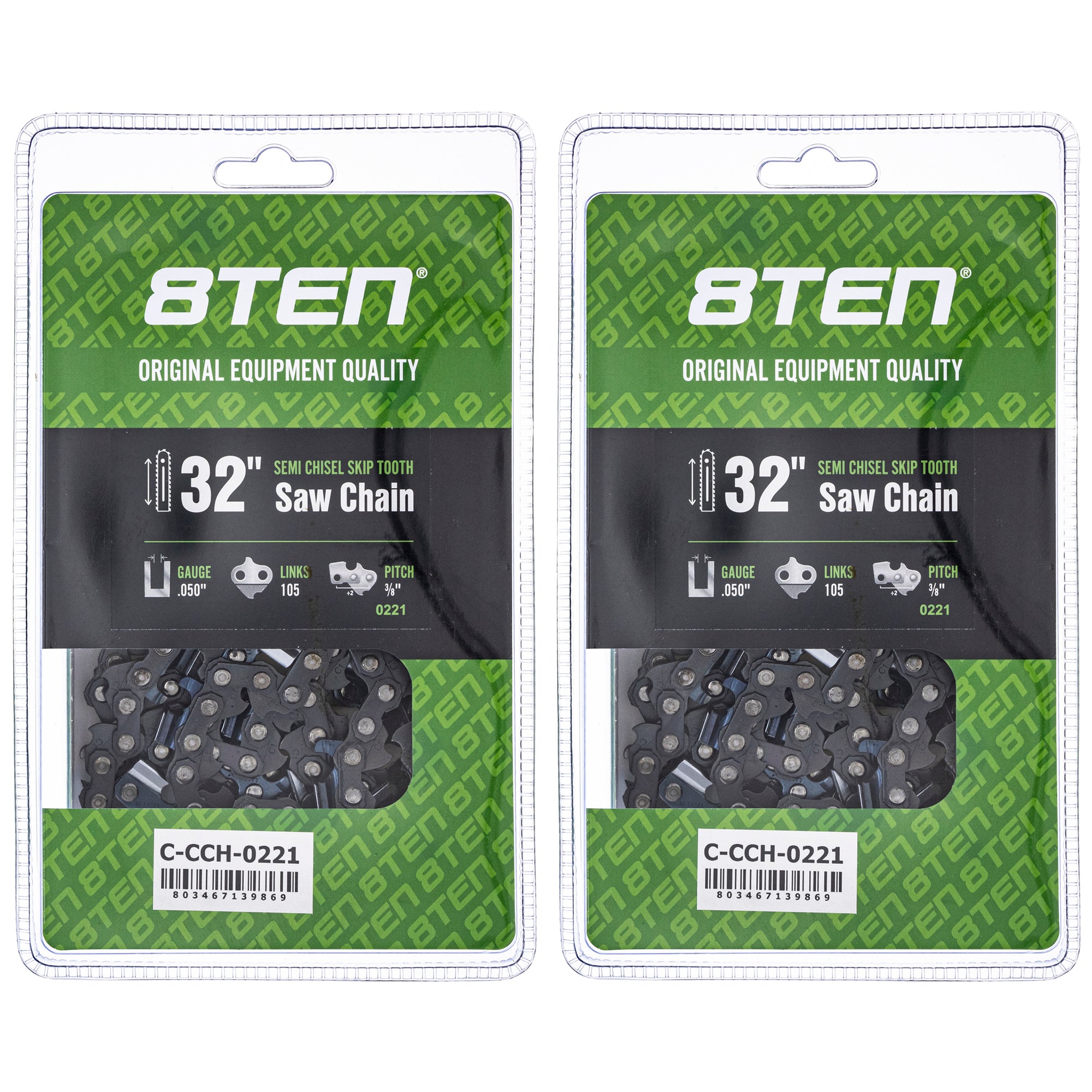 Chainsaw Chain 32 Inch .050 3/8 105DL 2-Pack for zOTHER Oregon Echo Shindaiwa Bear Cat PS 8TEN 810-CCC2443H