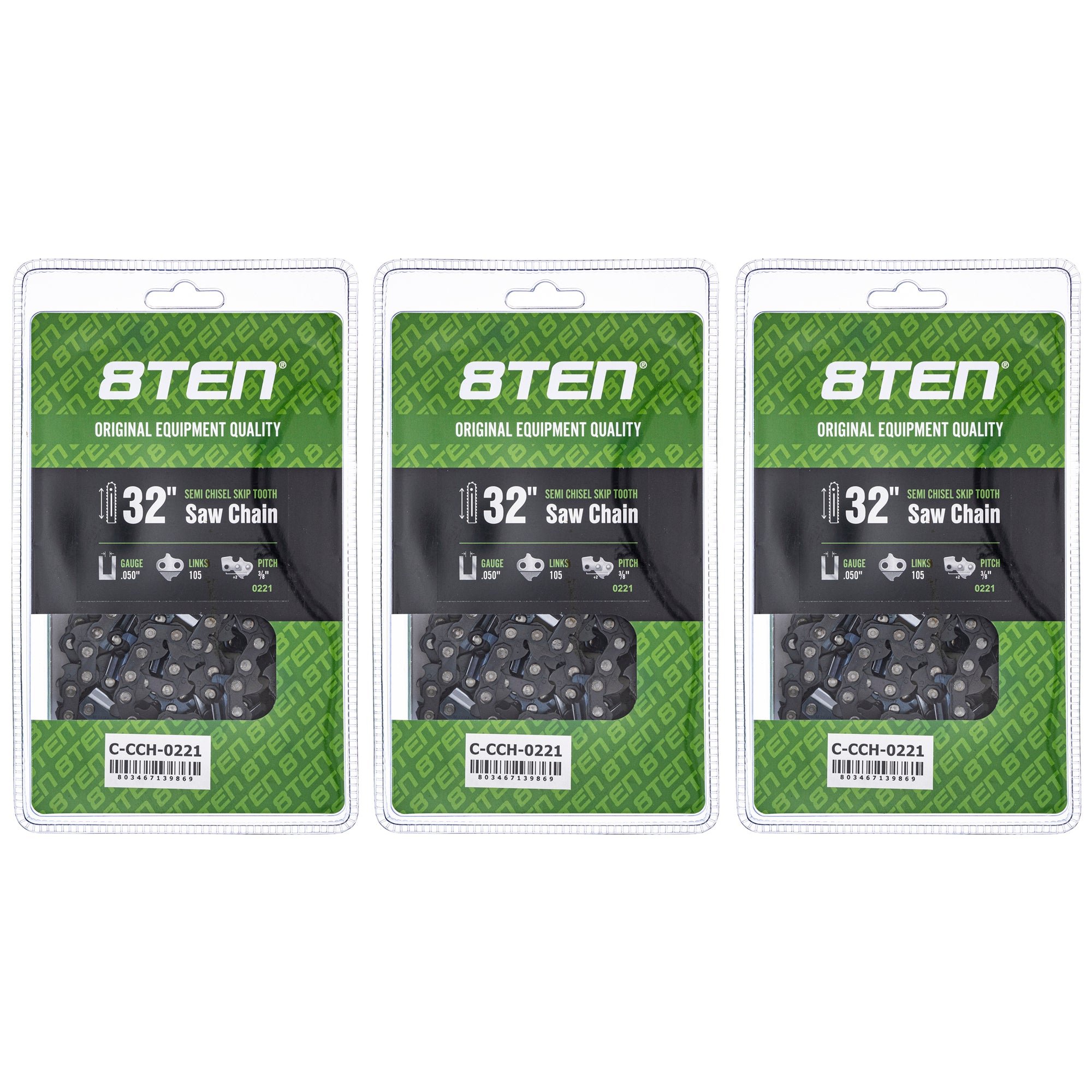 Chainsaw Chain 32 Inch .050 3/8 105DL 3-Pack for zOTHER Oregon Echo Shindaiwa Bear Cat PS 8TEN 810-CCC2443H
