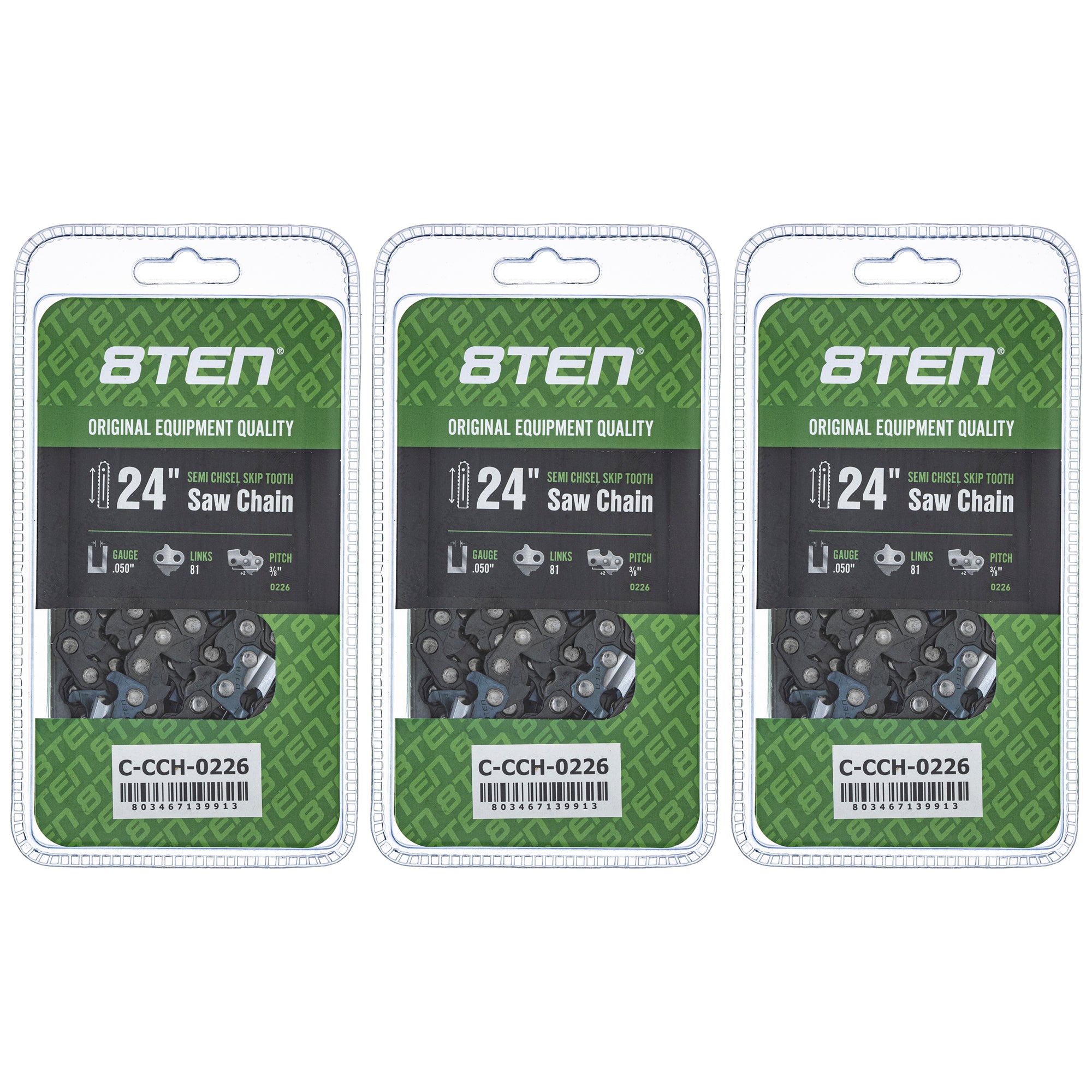 Chainsaw Chain 24 Inch .050 3/8 81DL 3-Pack for zOTHER Oregon Echo Shindaiwa Bear Cat XL V 8TEN 810-CCC2448H
