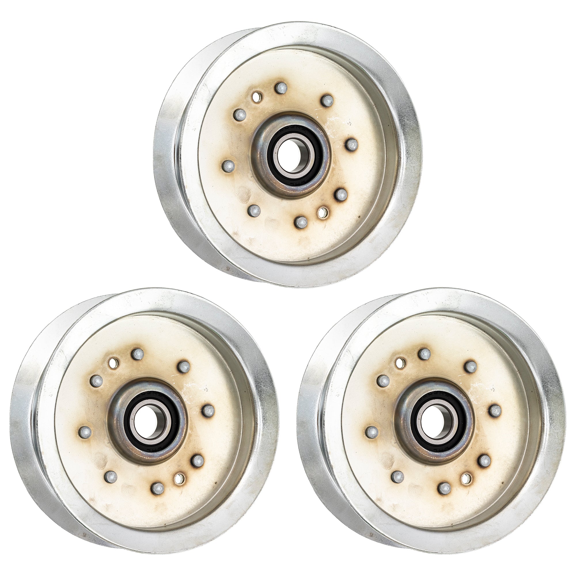 Flat Idler Pulley Set 3-Pack for Walbro Stens Oregon MTD Cub Cadet Troy-Bilt John Deere 8TEN 810-CID2228L