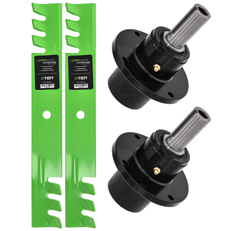 Deck Spindles & Mulching Blades Kit for zOTHER Wright Stander Walbro Toro Exmark Snapper 8TEN MK1002086