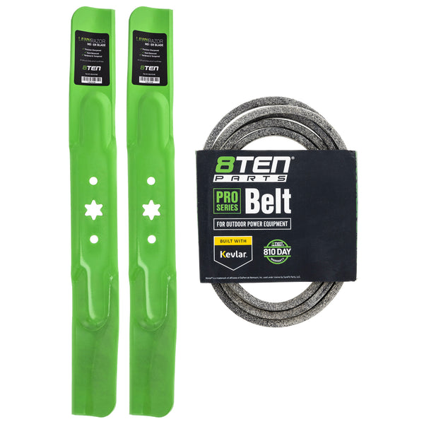 Mower Blades & Deck Belt Kit For Columbia Troy-Bilt | 8TEN