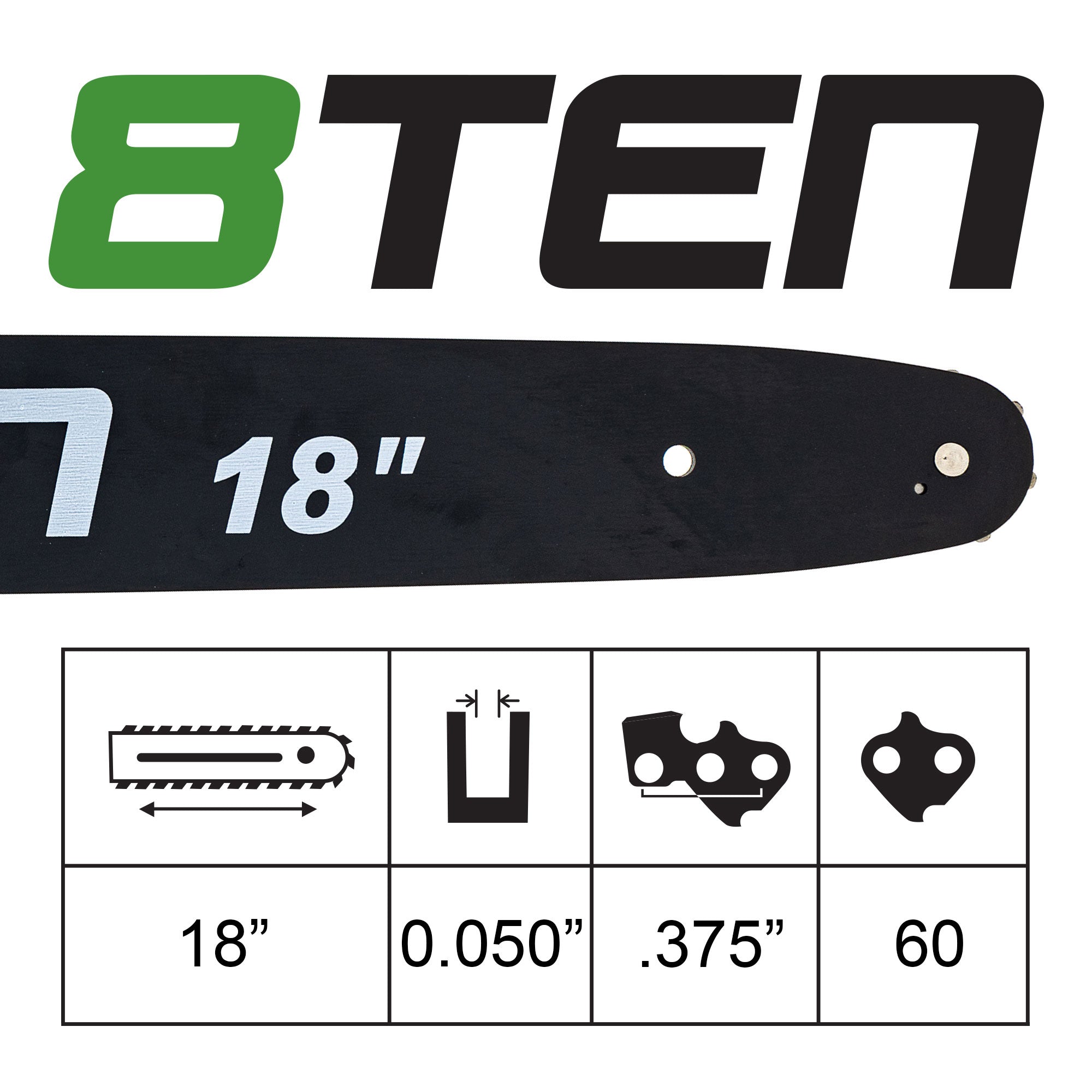 Chainsaw Bar & Chain Set 18 Inch For Echo Poulan | 8TEN