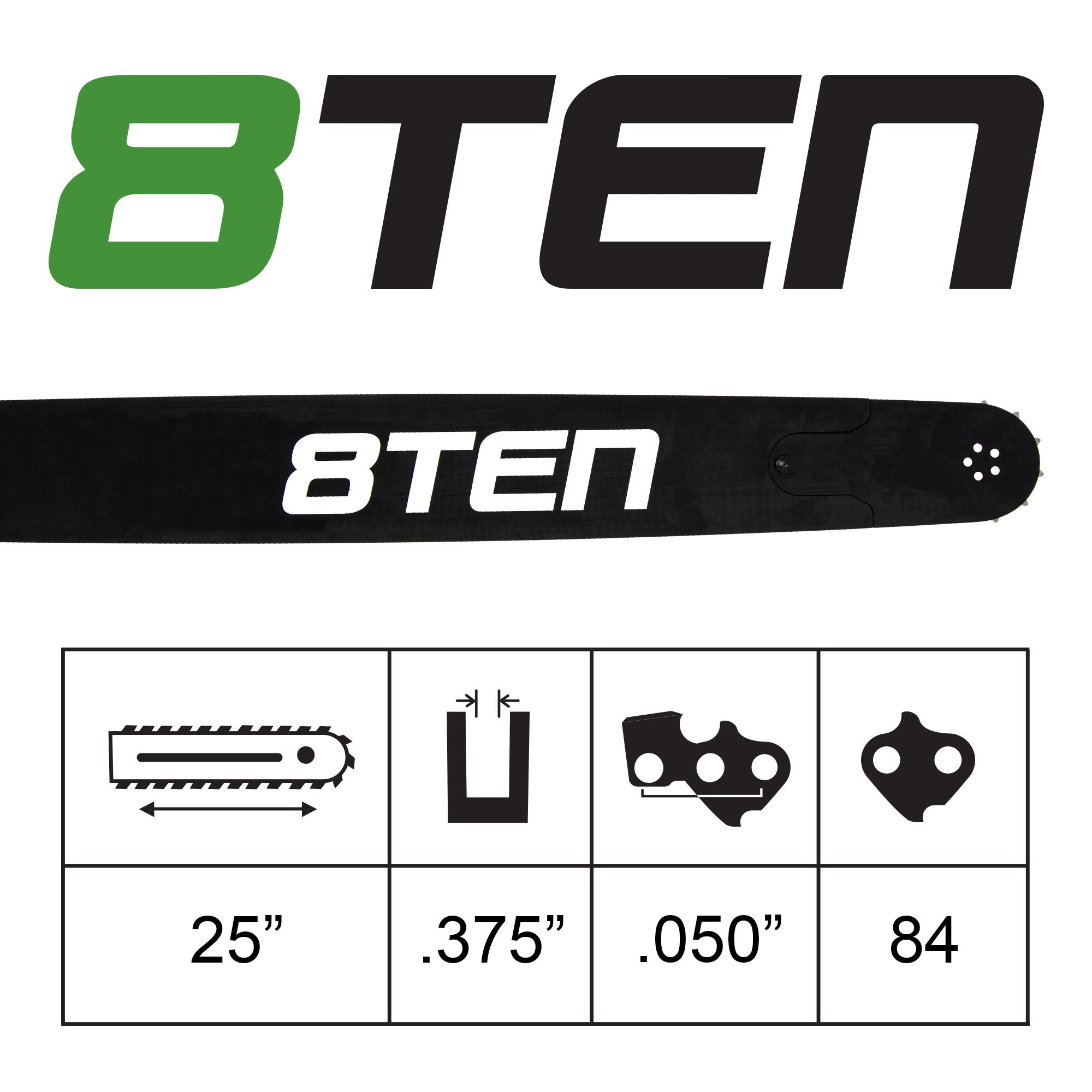 8TEN MK1010245 Guide Bar & Chain