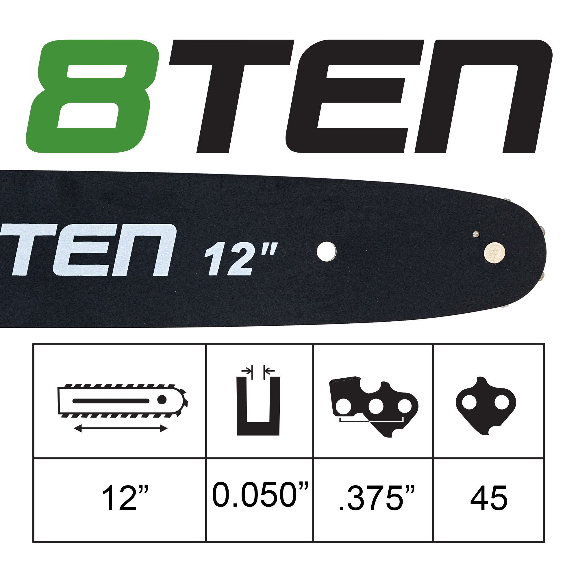 Chainsaw Bar & Chain Set 12 Inch For Echo MK1010252 | 8TEN
