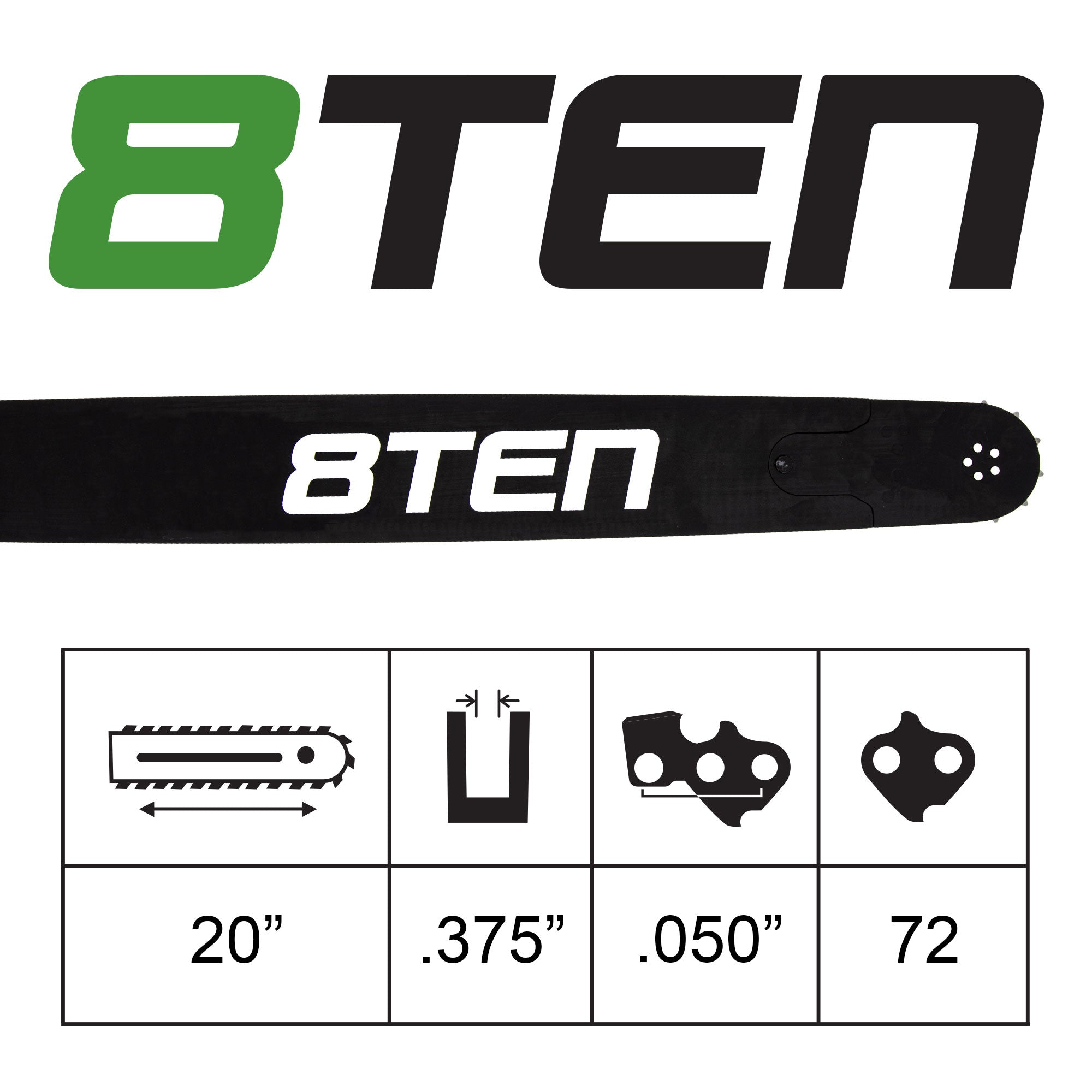 8TEN MK1010253 Guide Bar & Chain