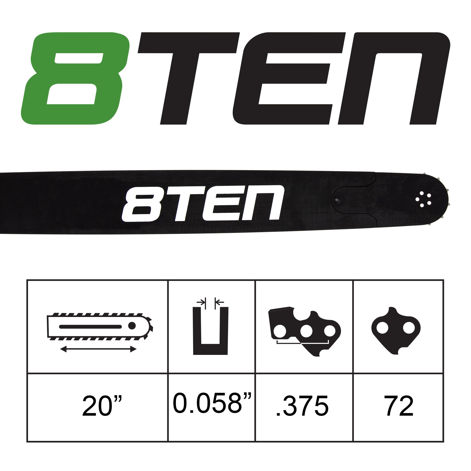 8TEN MK1010271 Guide Bar & Chain