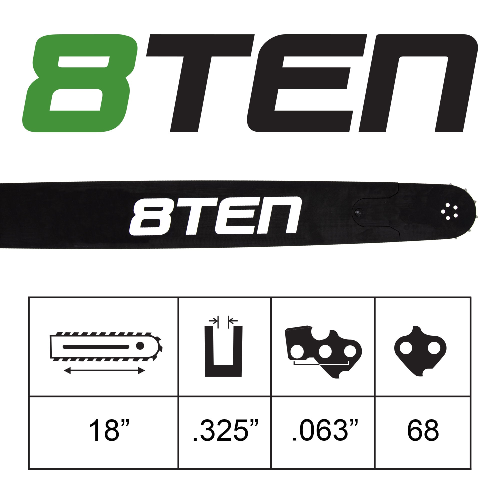 8TEN MK1010281 Guide Bar & Chain