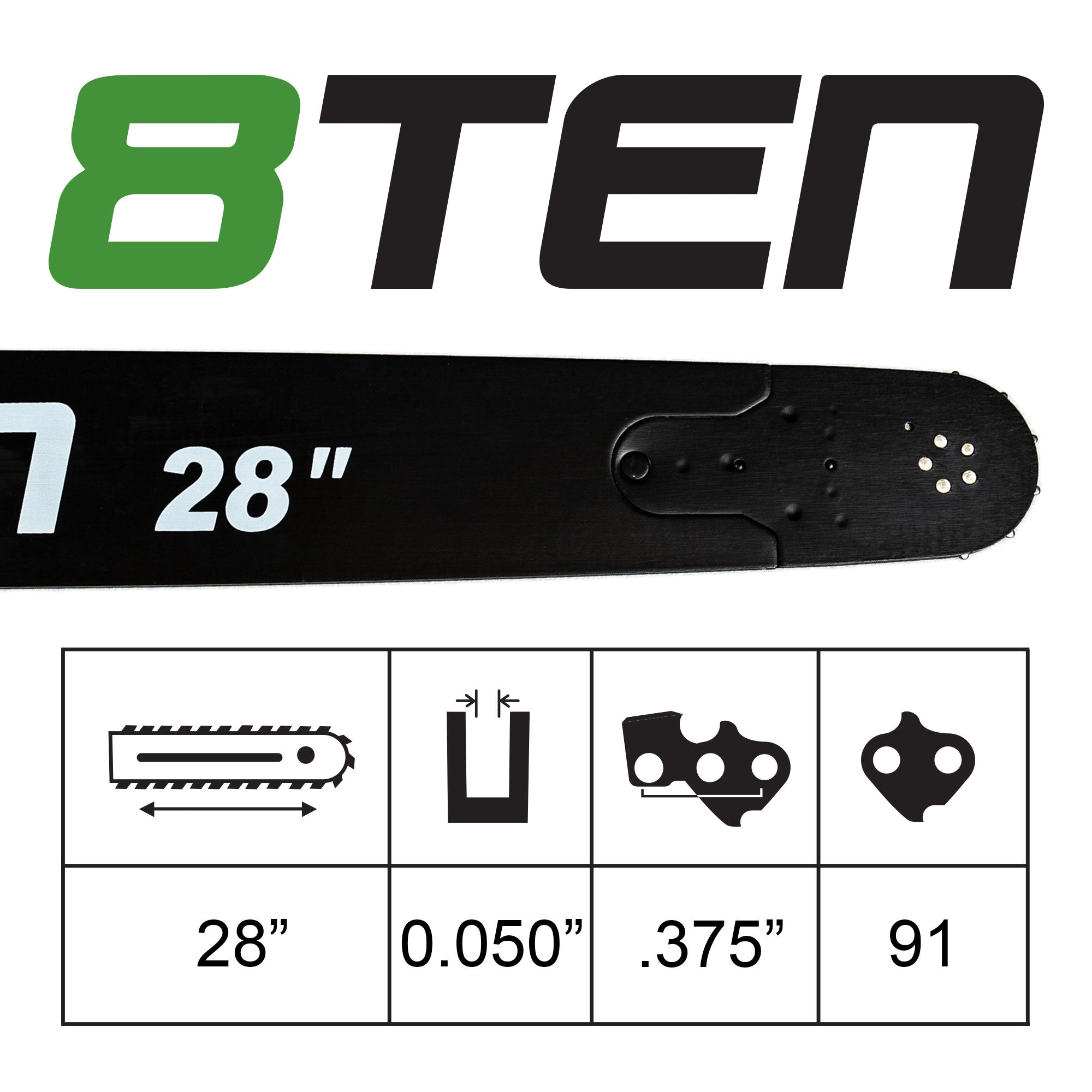 8TEN MK1010304 Guide Bar & Chain