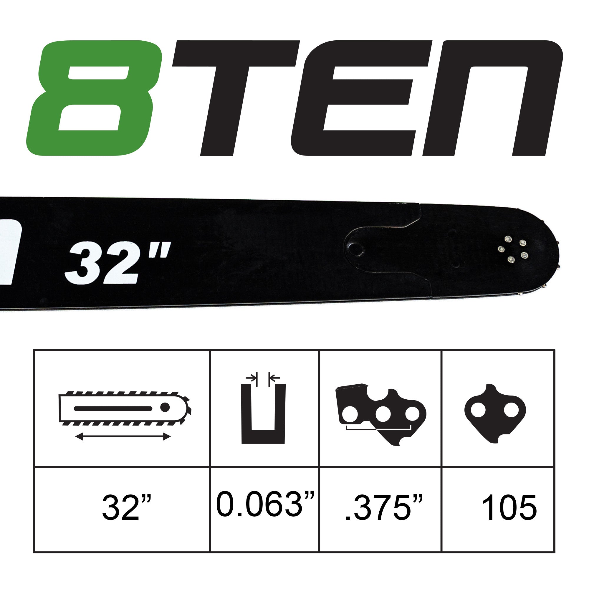 Chainsaw Bar & Chain Set 32 Inch For Dolmar MK1010328 | 8TEN