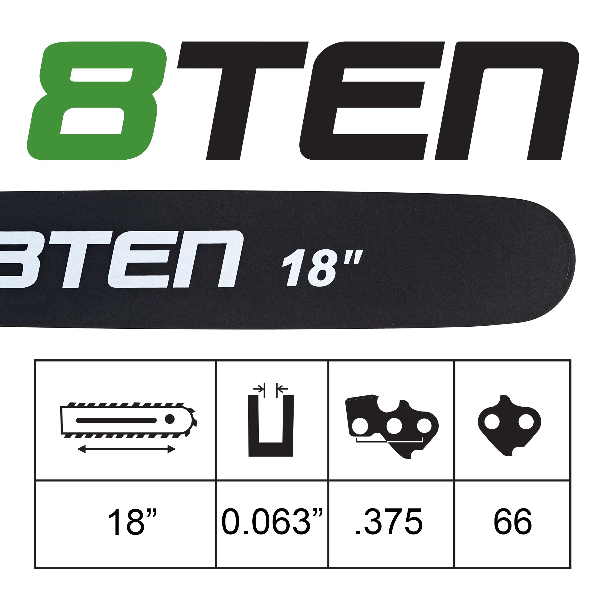 Chainsaw Bar & Chain Set 18 Inch For MK1010392 | 8TEN