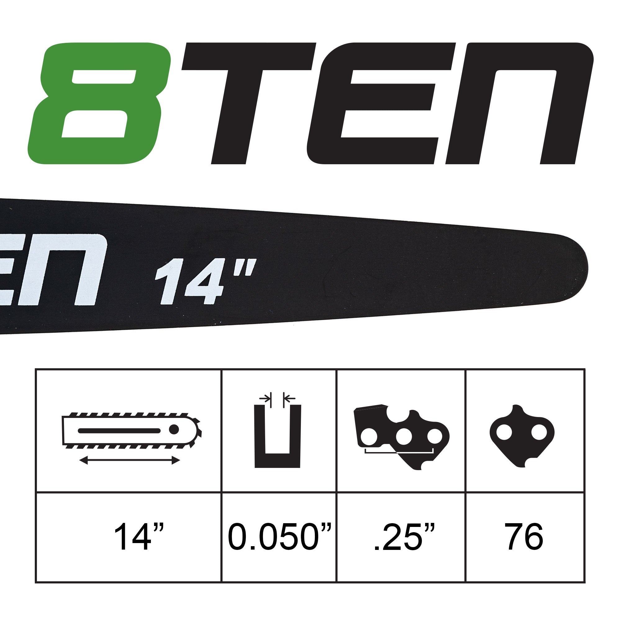 14" Chainsaw Guide Bar & 2 Chains .050 1/4 76DL Semi Chisel for Oregon