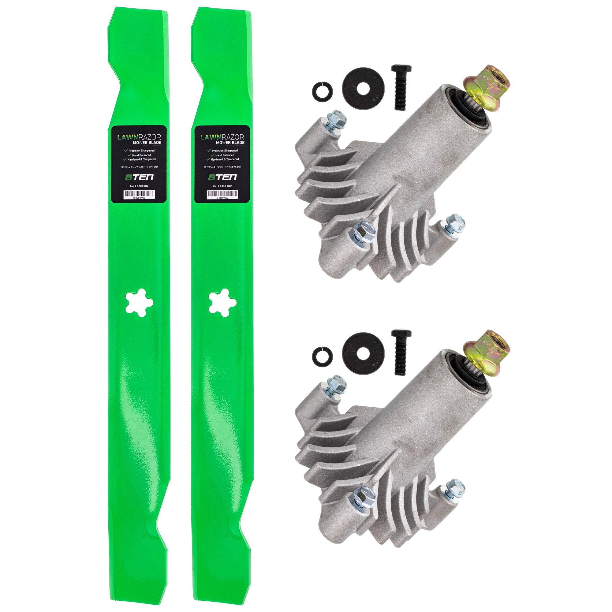 Spindle Medium-Lift Blade Kit for AYP9182C79 AYP9182B79 AYP9182A79 AYP9167D79 8TEN MK1002067