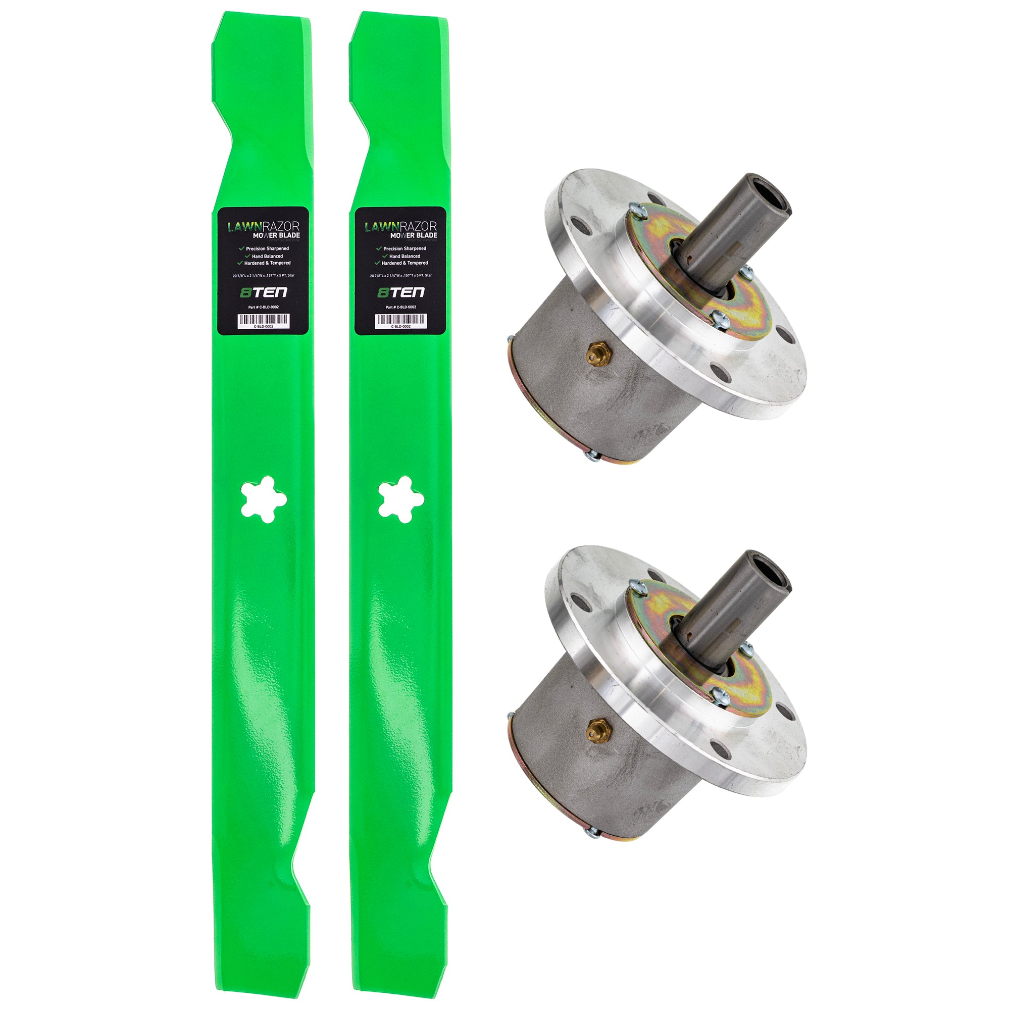 Deck Spindle Notched High Lift Blade Kit for ZT Zoom Pro-Turn Pro-Stance 8TEN MK1014643