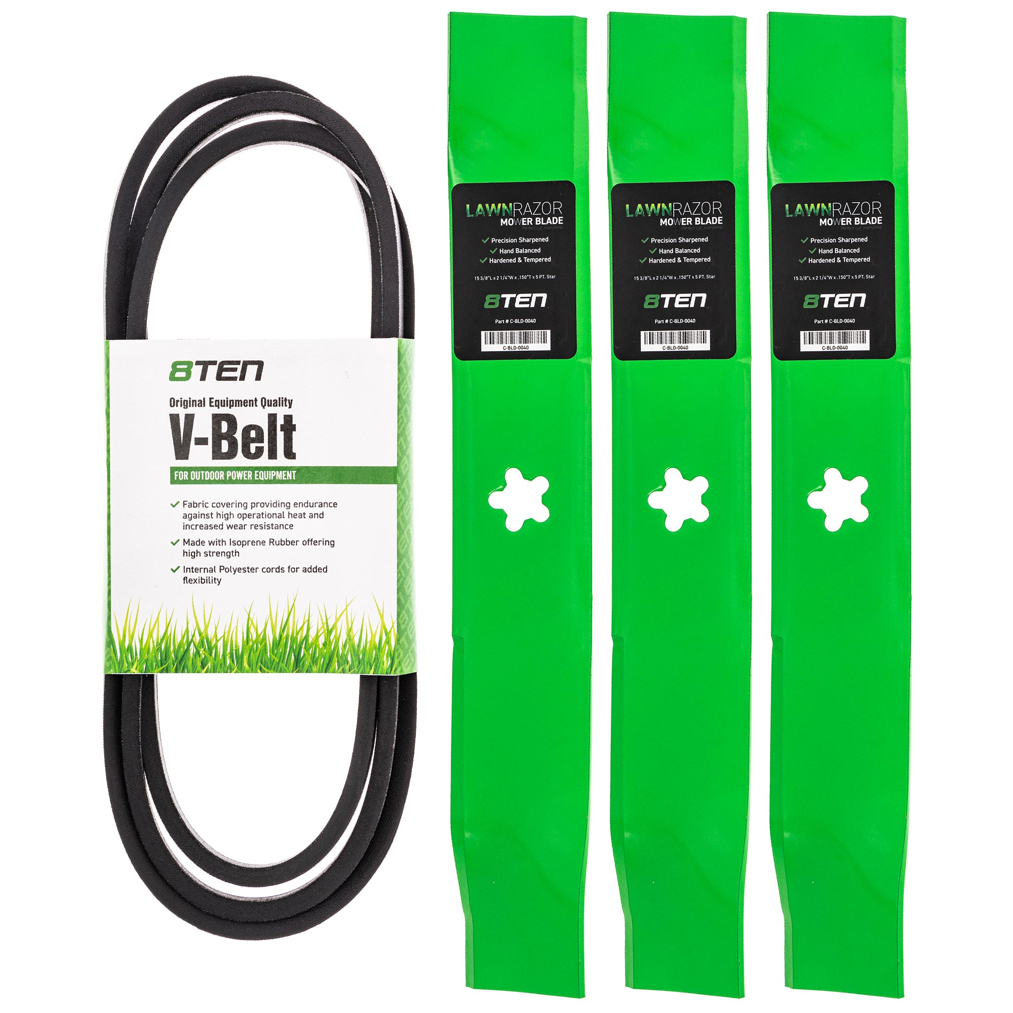 Mower Blades & Deck Belt Kit for YTHK180 YTH2046 YTH18-46 YTH180 8TEN MK1014653
