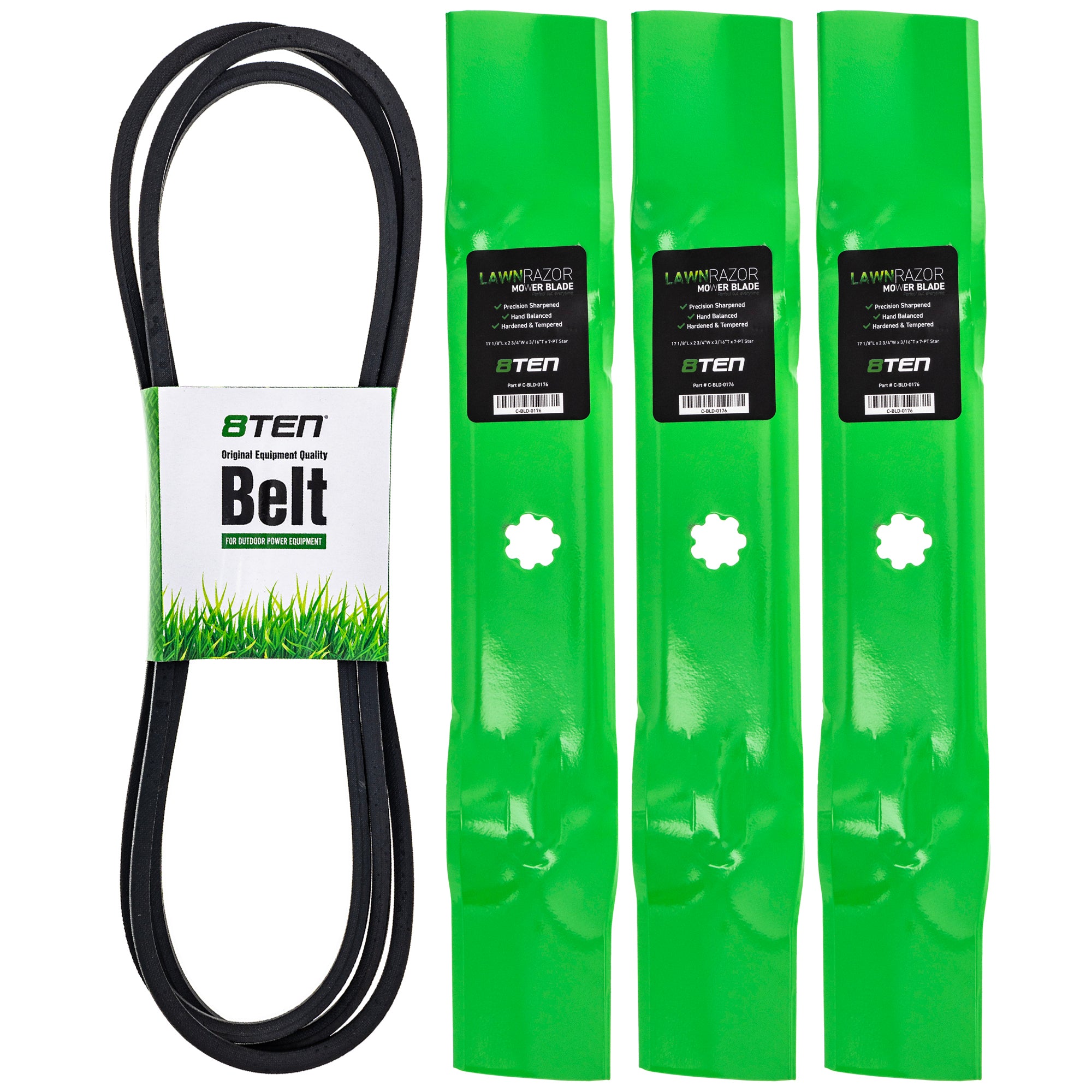 Mower Blades & Deck Belt Kit for Deere 8TEN MK1014668