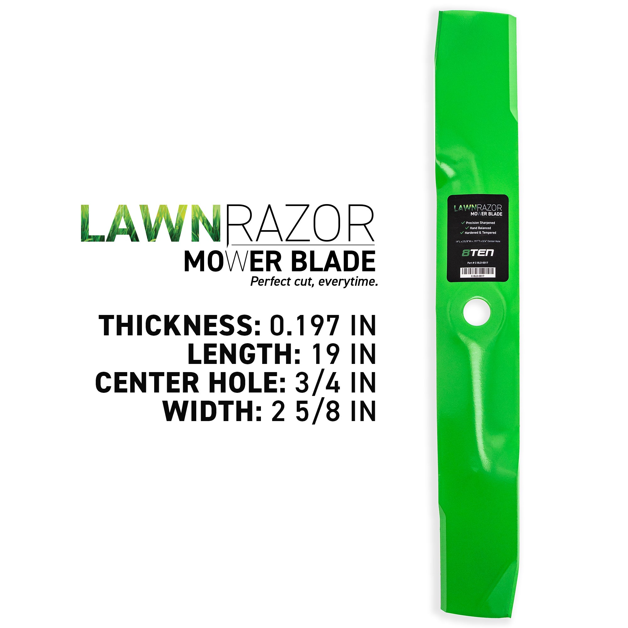 LawnRAZOR Medium Lift Blade For John Deere M143520 | 8TEN