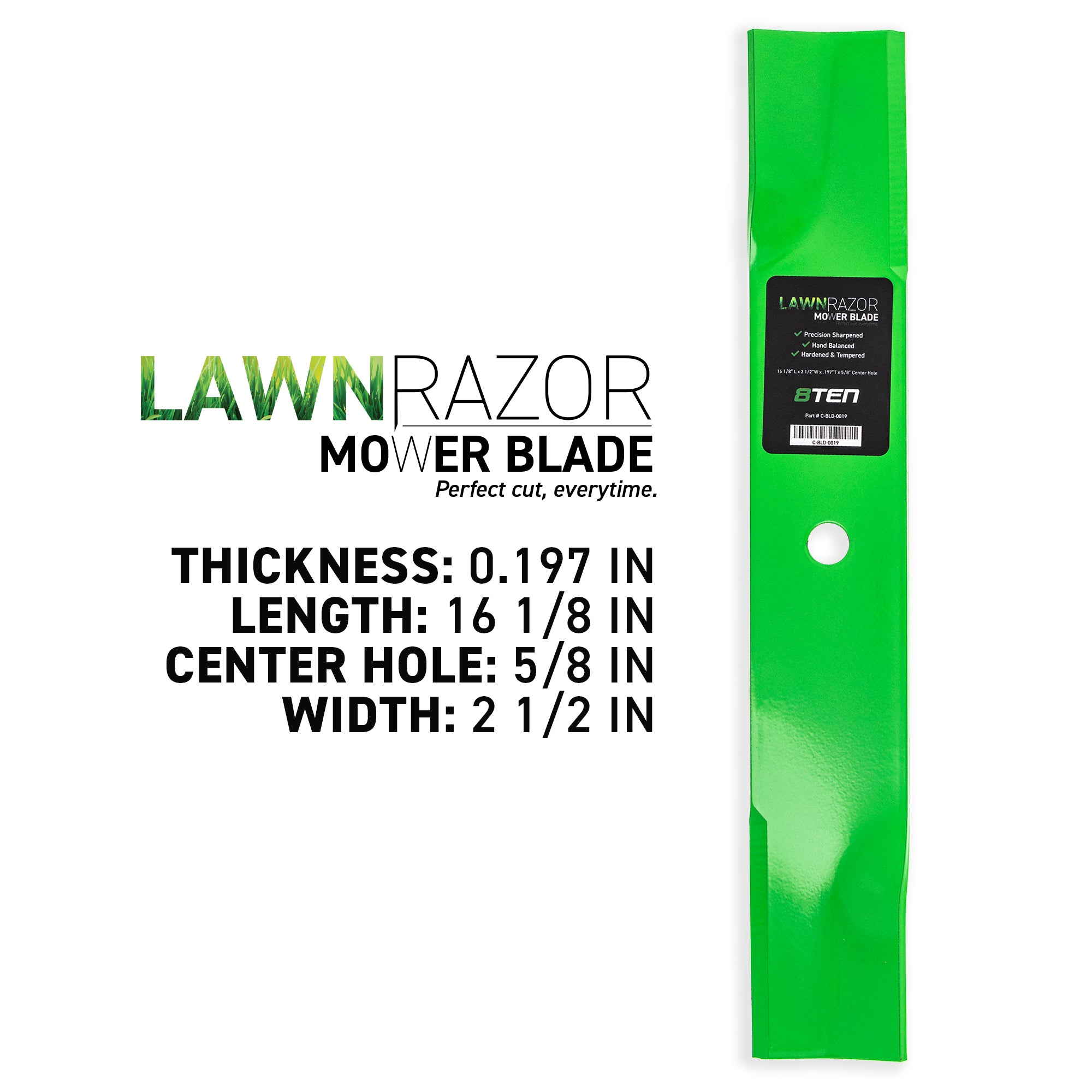 8TEN LawnRAZOR High Lift Blade 3-Pack 1520843 20843