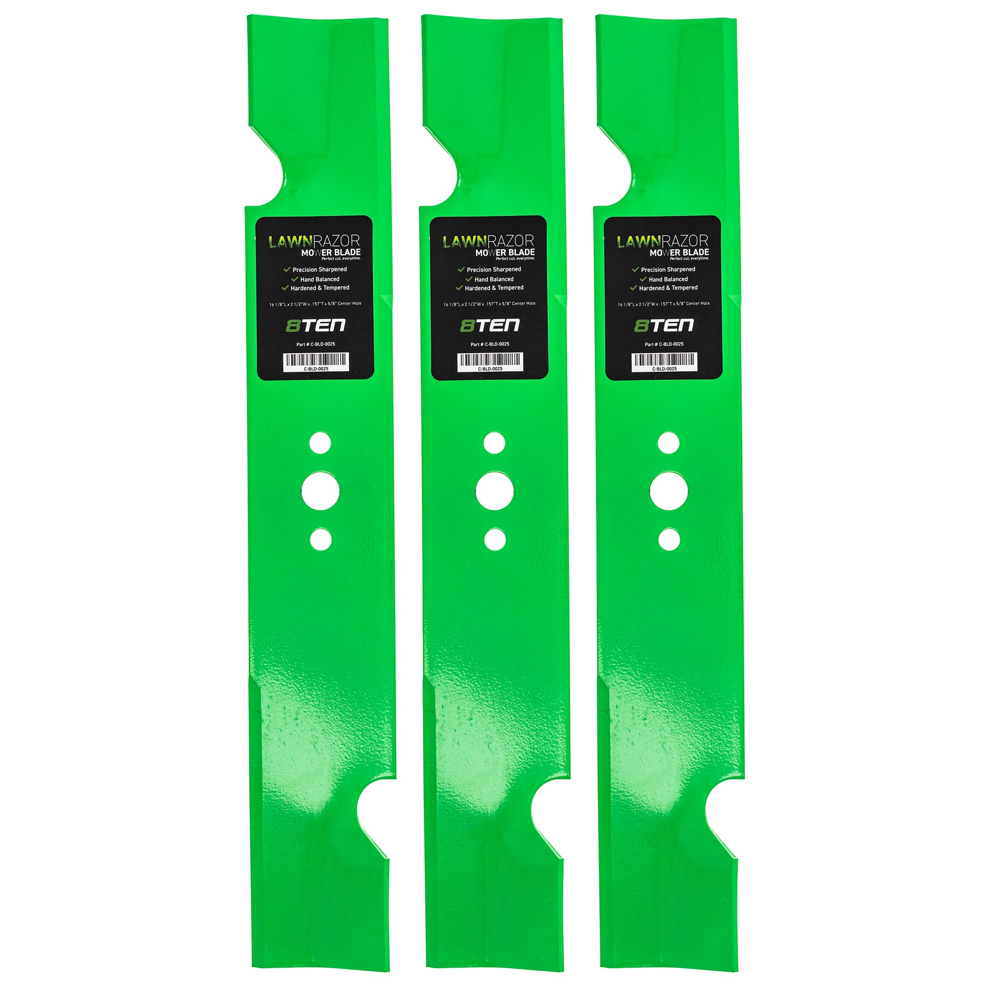 LawnRAZOR LawnRAZOR Notched High Lift Blade 3-Pack for zOTHER Toro Exmark Stens Snapper 8TEN 810-CBL2247D