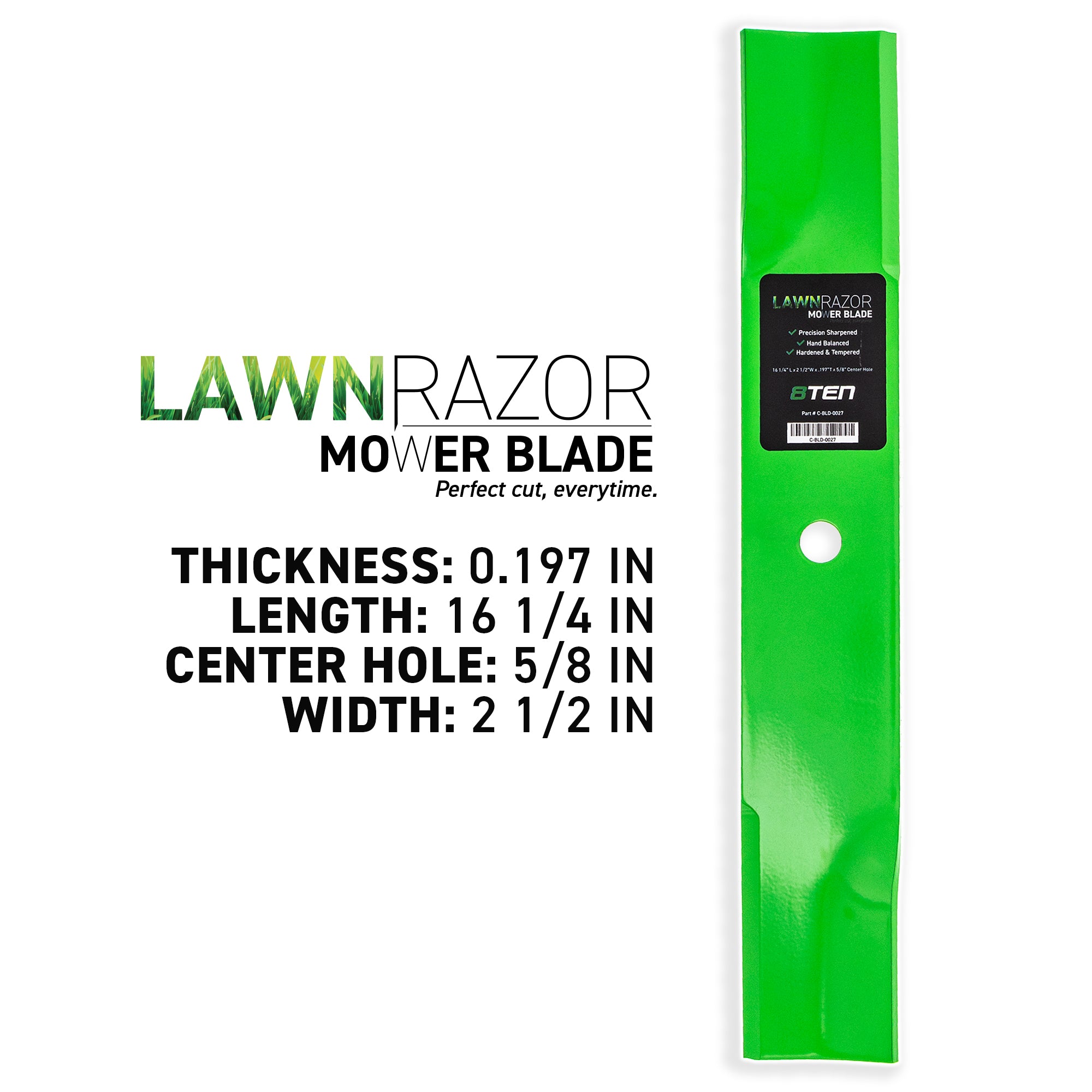 8TEN LawnRAZOR High Lift Blade 3-Pack 1520843 20843