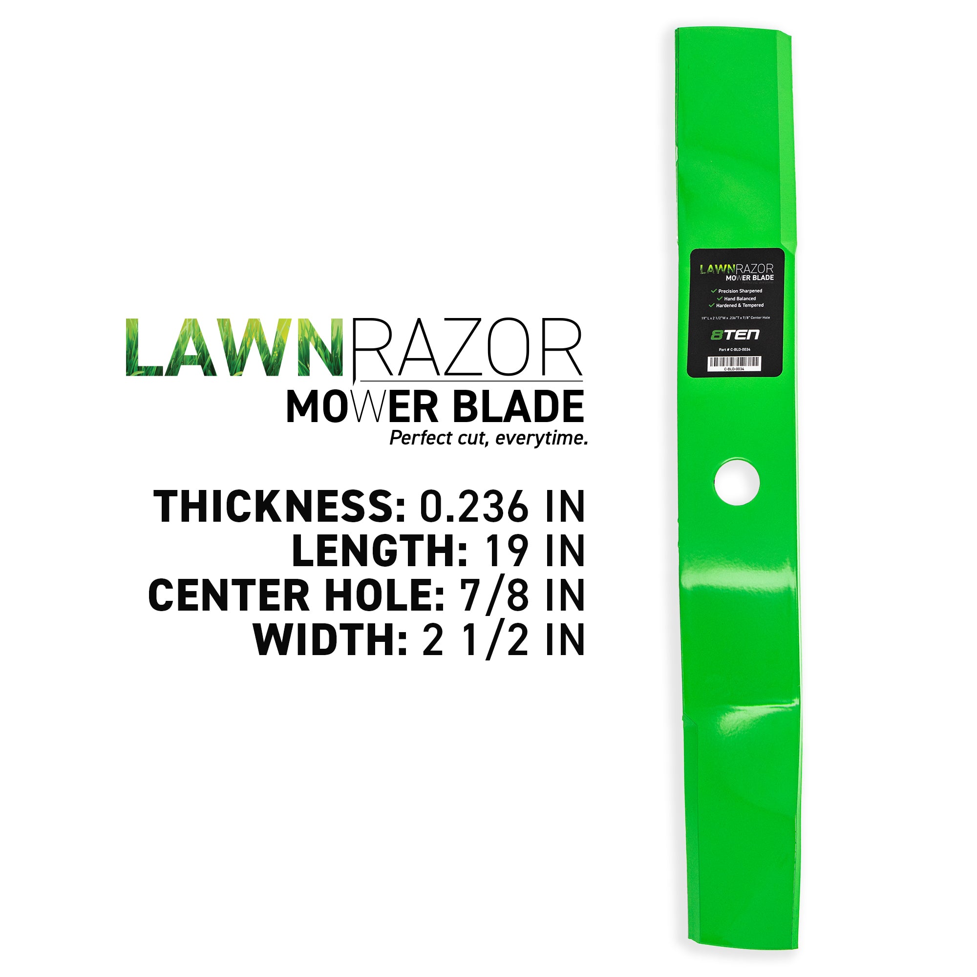 LawnRAZOR Medium Lift Blade For John Deere M136195 | 8TEN