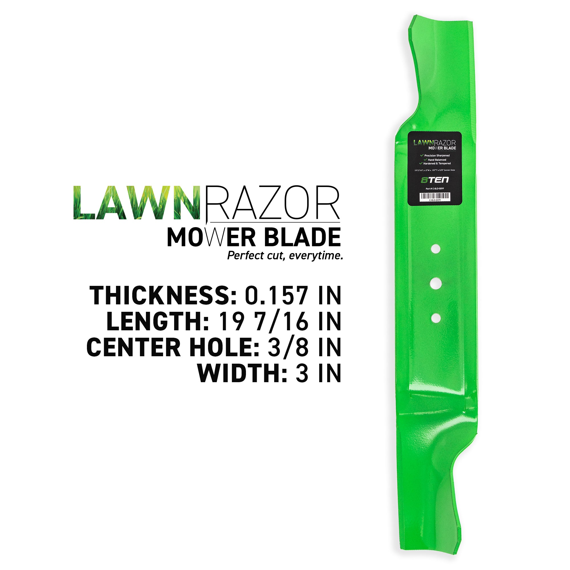 LawnRAZOR Notched High Lift Blade For Coast to Coast | 8TEN