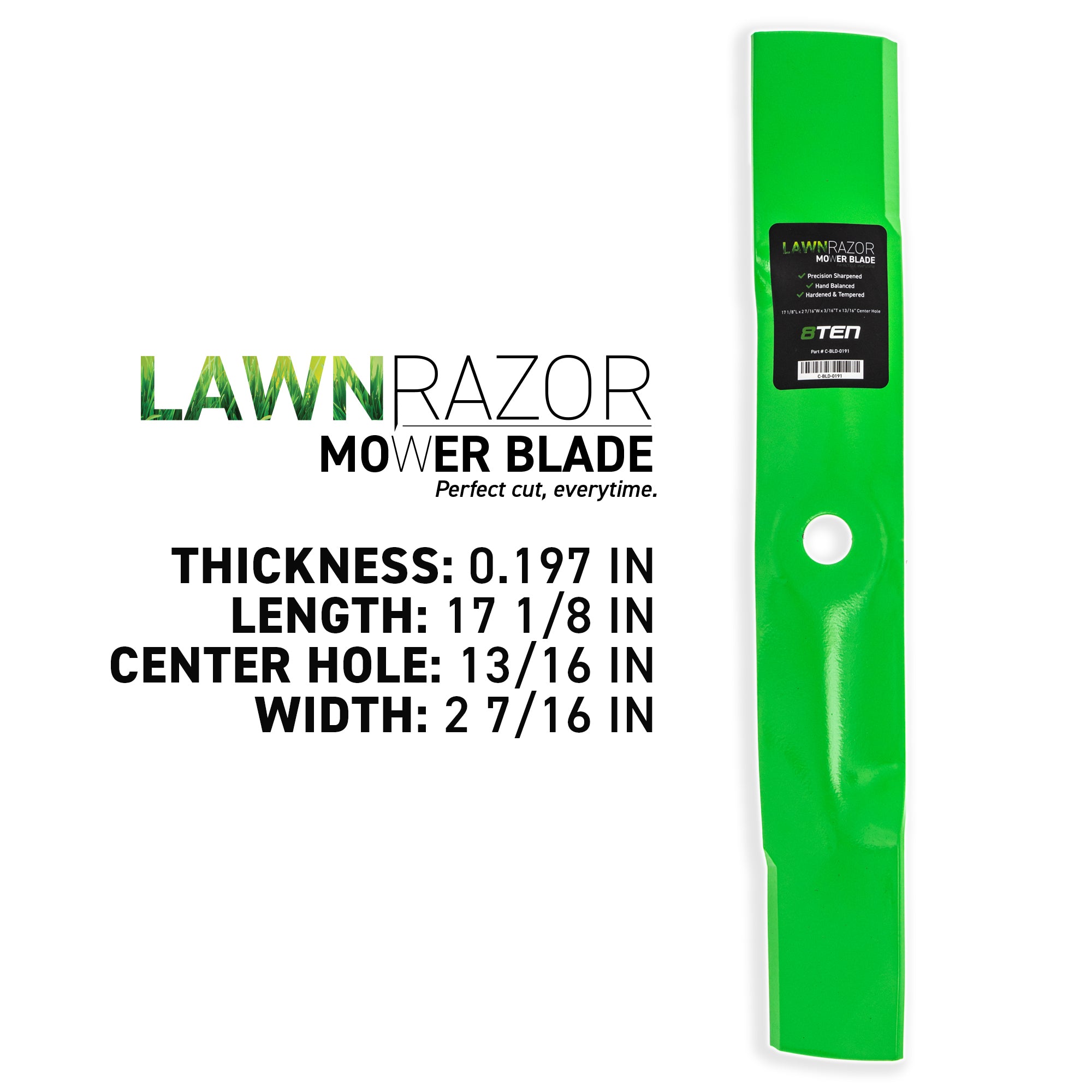LawnRAZOR High Lift Blade For John Deere M145476 | 8TEN