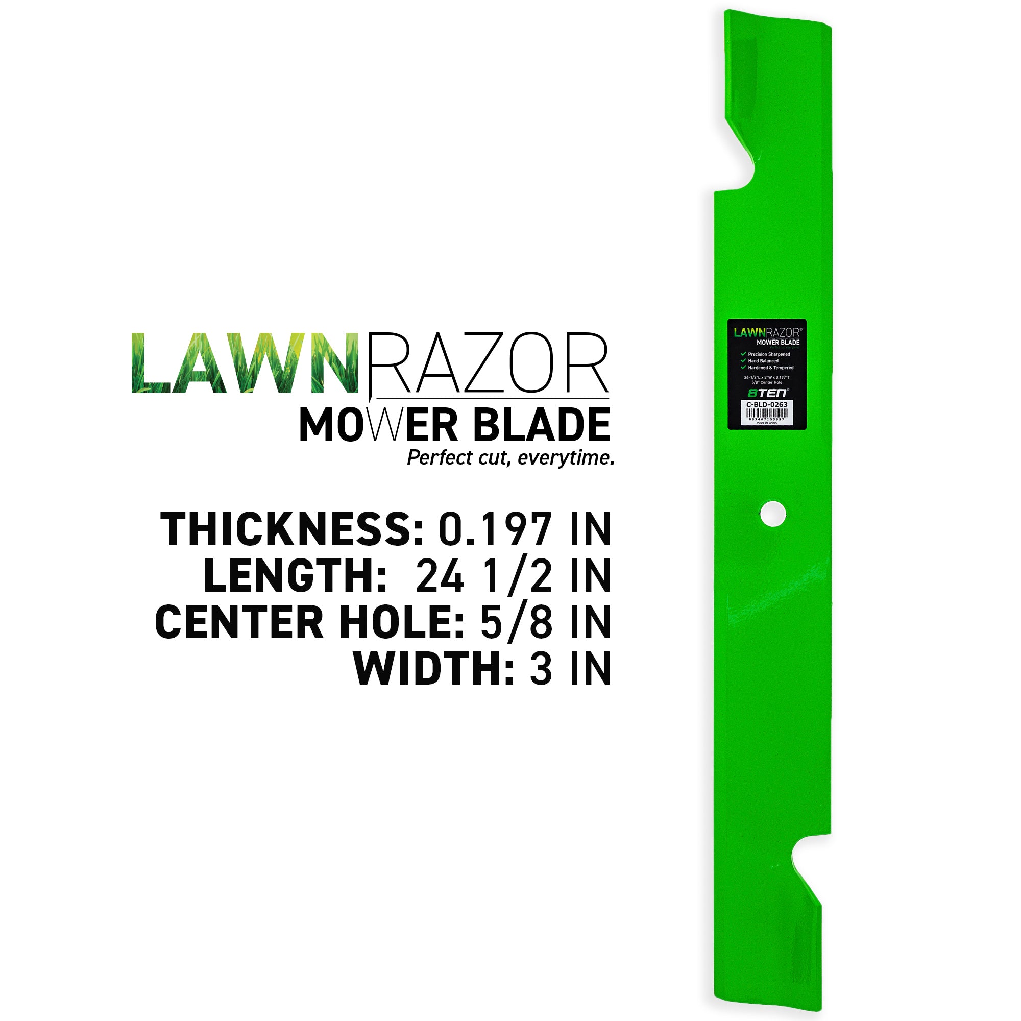 8TEN 810-CBL2485D LawnRAZOR Mower Blade 3-Pack for zOTHER Walbro