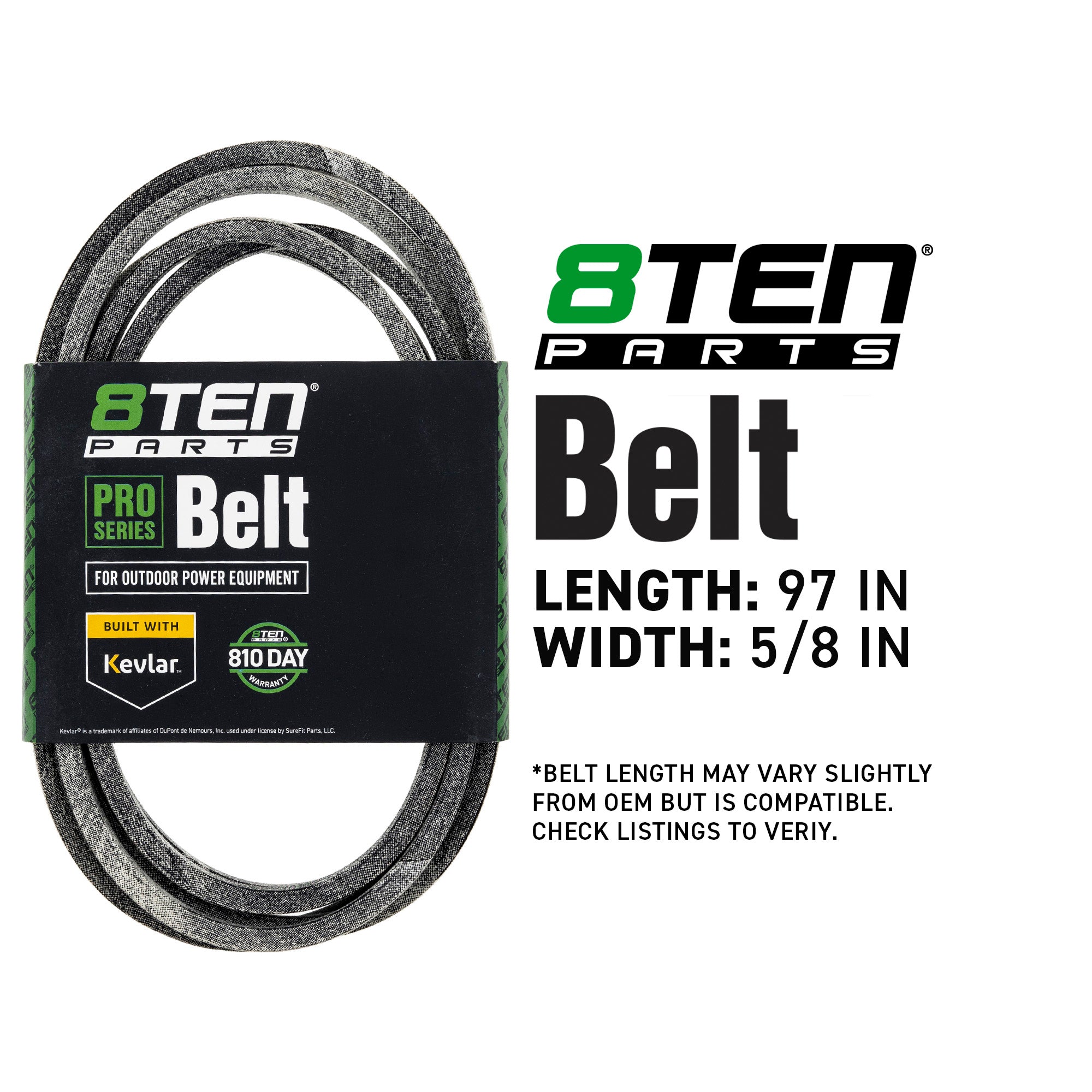8TEN 810-CBL2857T Kevlar Belt for YTH2242 YTH2042 YTH18542 YTH1842