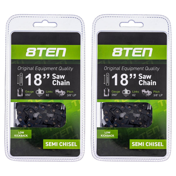 Chainsaw Chain 18 Inch .050 3/8 62DL For Poulan Echo | 8TEN
