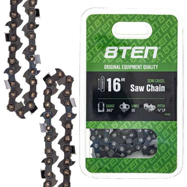 Chainsaw Chain 16 Inch .043 3/8 55DL For 36100050055 | 8TEN