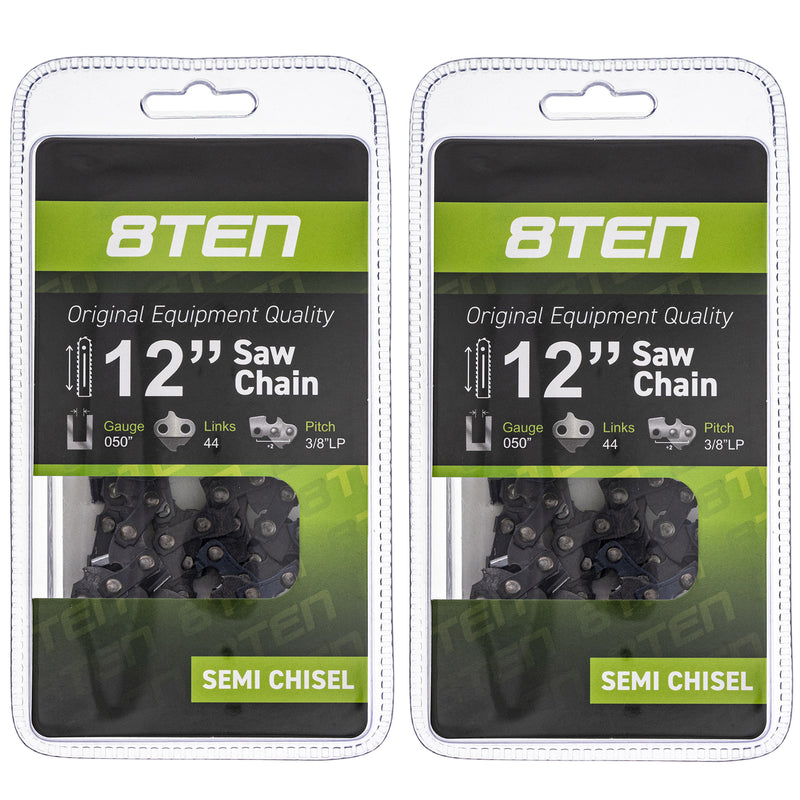 Chainsaw Chain 12 Inch .050 3/8 44DL 2-Pack for zOTHER Windsor Stens Oregon Husqvarna 8TEN 810-CCC2239H